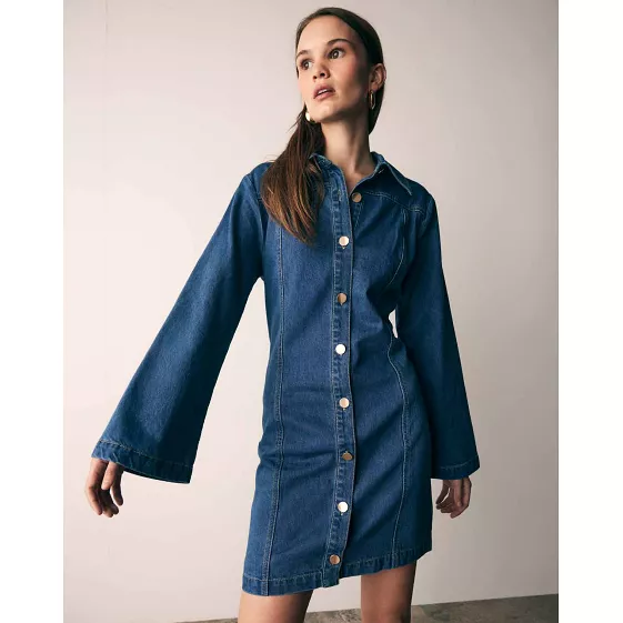 ESMAEE UNHIDDEN DENIM DRESS