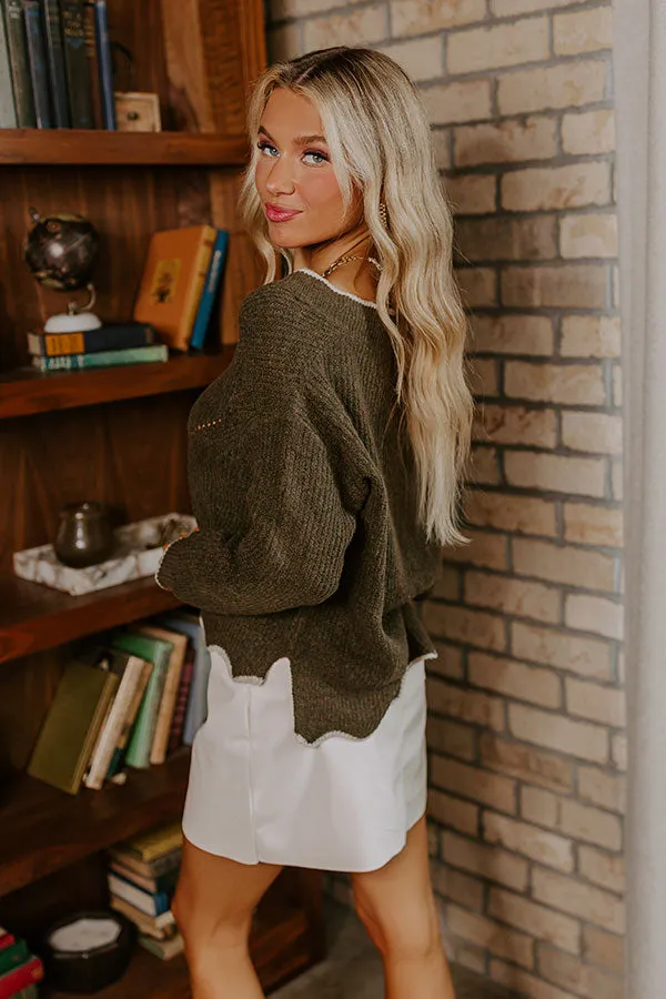 Falling For Cozy Knit Sweater in Martini Olive