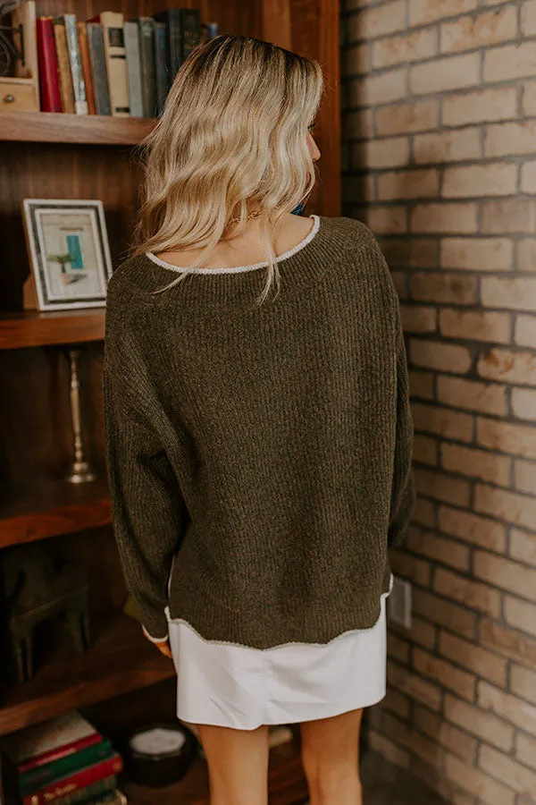 Falling For Cozy Knit Sweater in Martini Olive