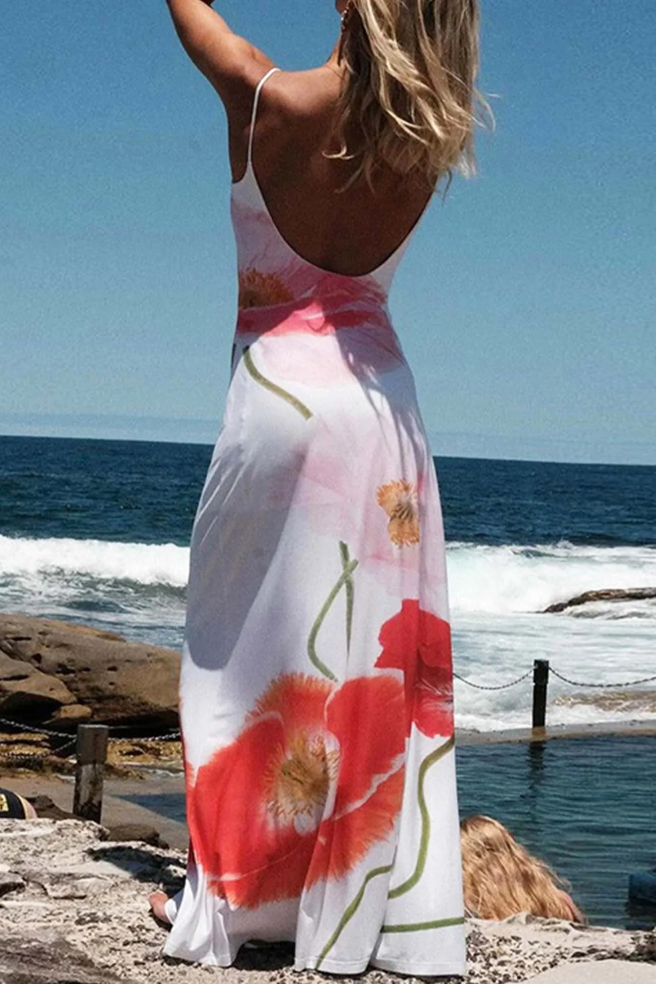 Floral Printed Backless Cami Dress