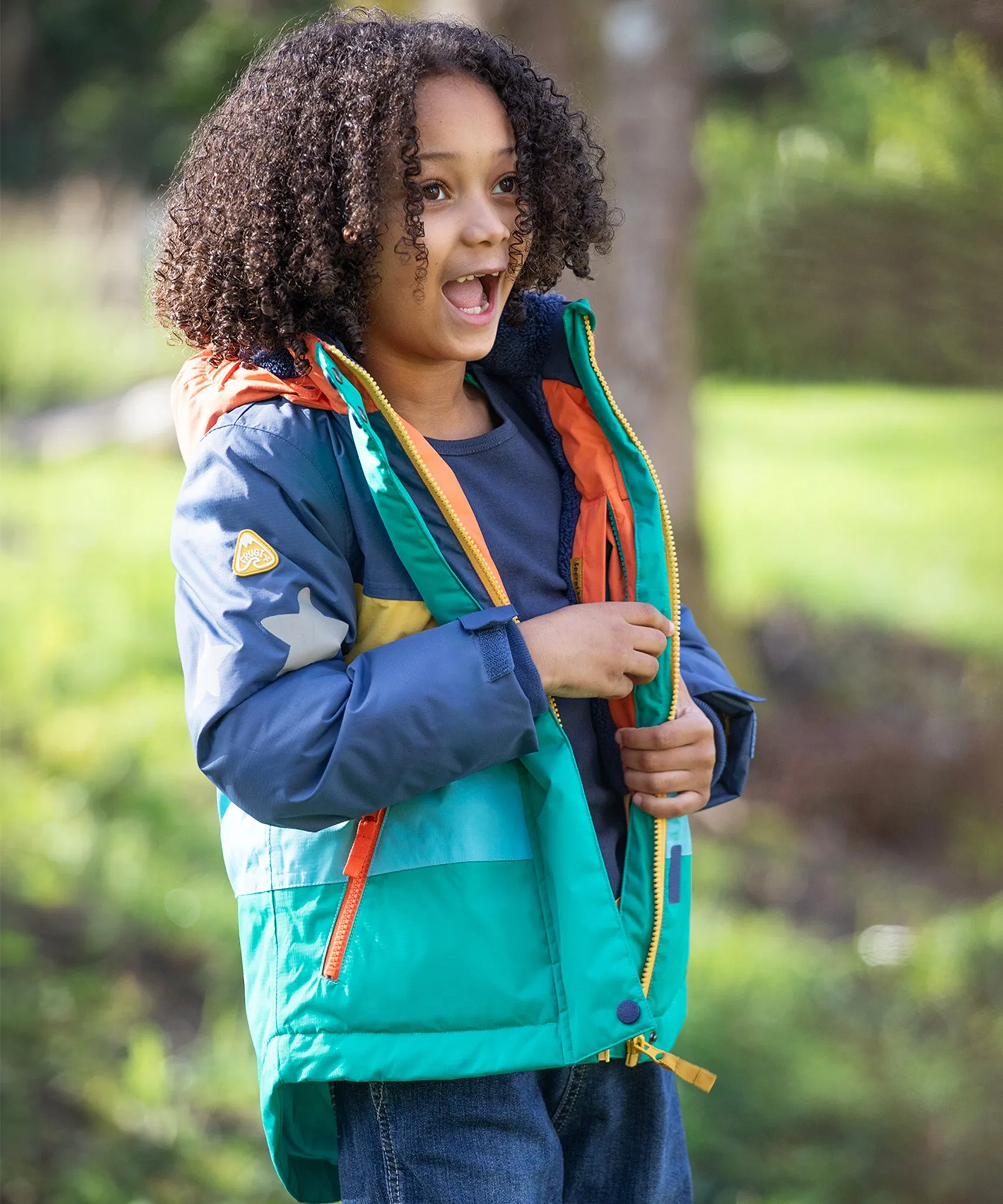 Frugi Snow & Ski Coat - Iguana Colourblock