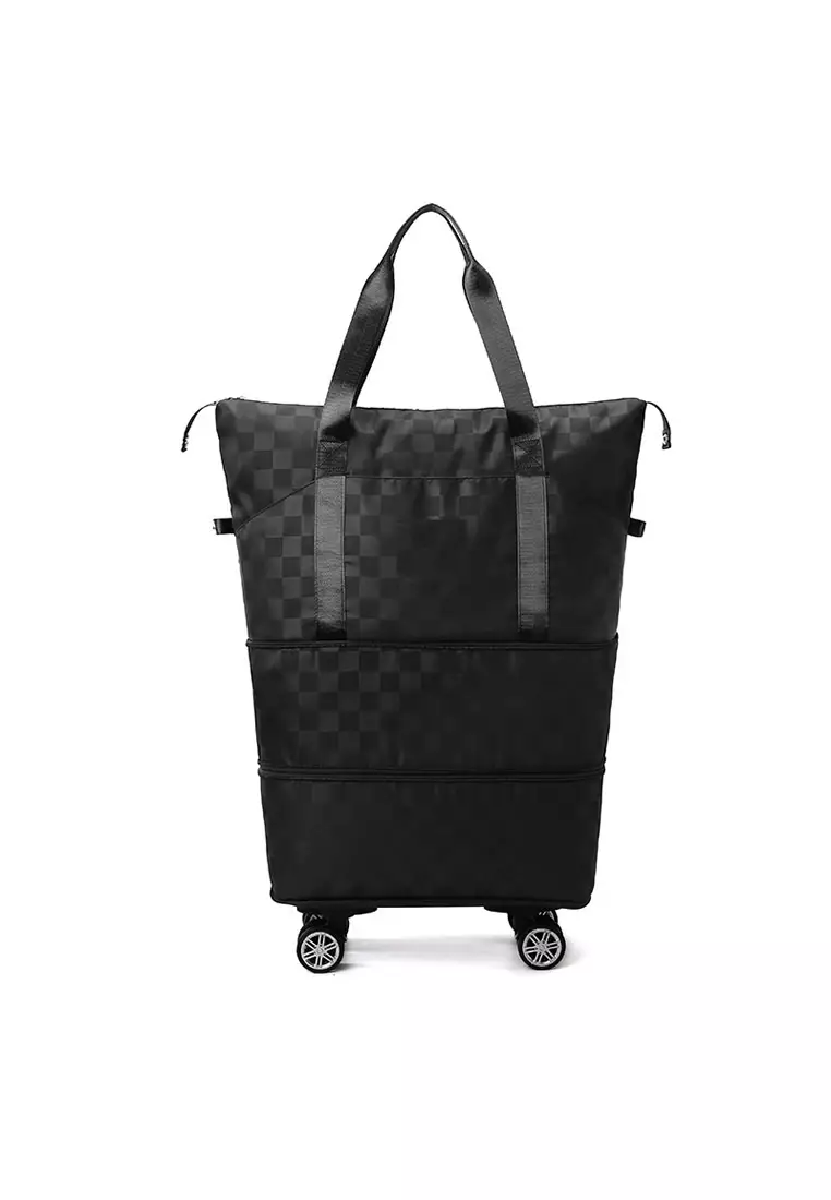 FUNKY.sg Convertible Travel Bag with Large Capacity, Water-Repellent Hand Carry Luggage with Removable Wheels and Backpack Strap