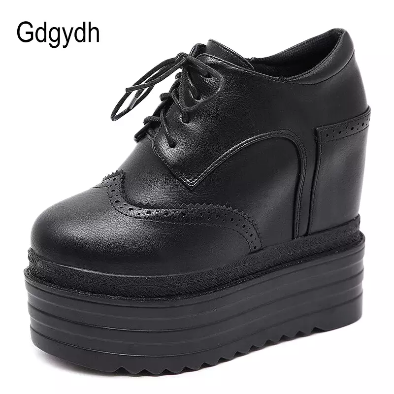 Gdgydh Fall Women Pumps Vintage Round Toe Wedges Female High Heel Shoes Sexy Nightclub Platformance Shoes Two-pieces Shoes Black