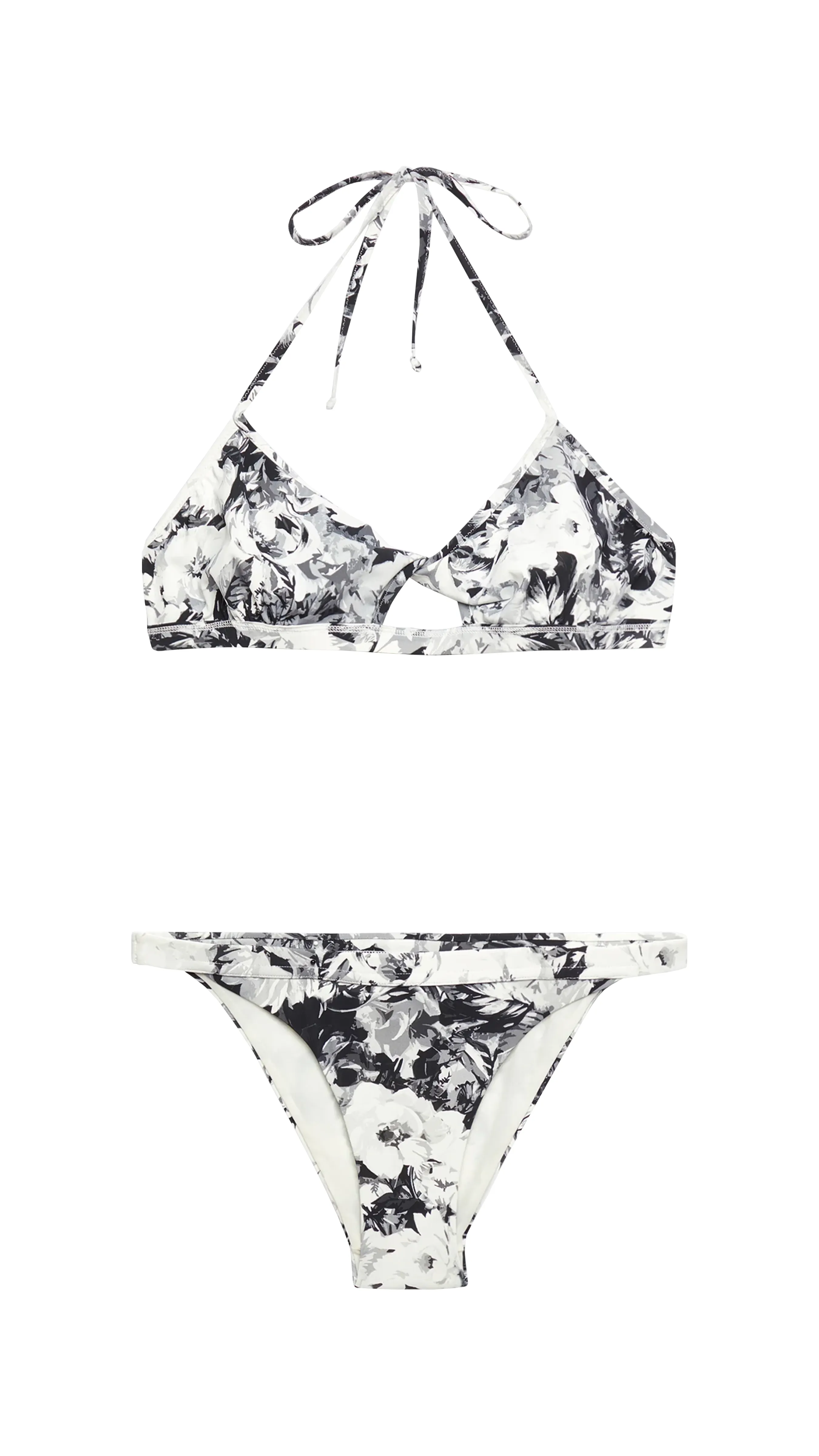 Giant Lilies Printed Bikini - White/Black