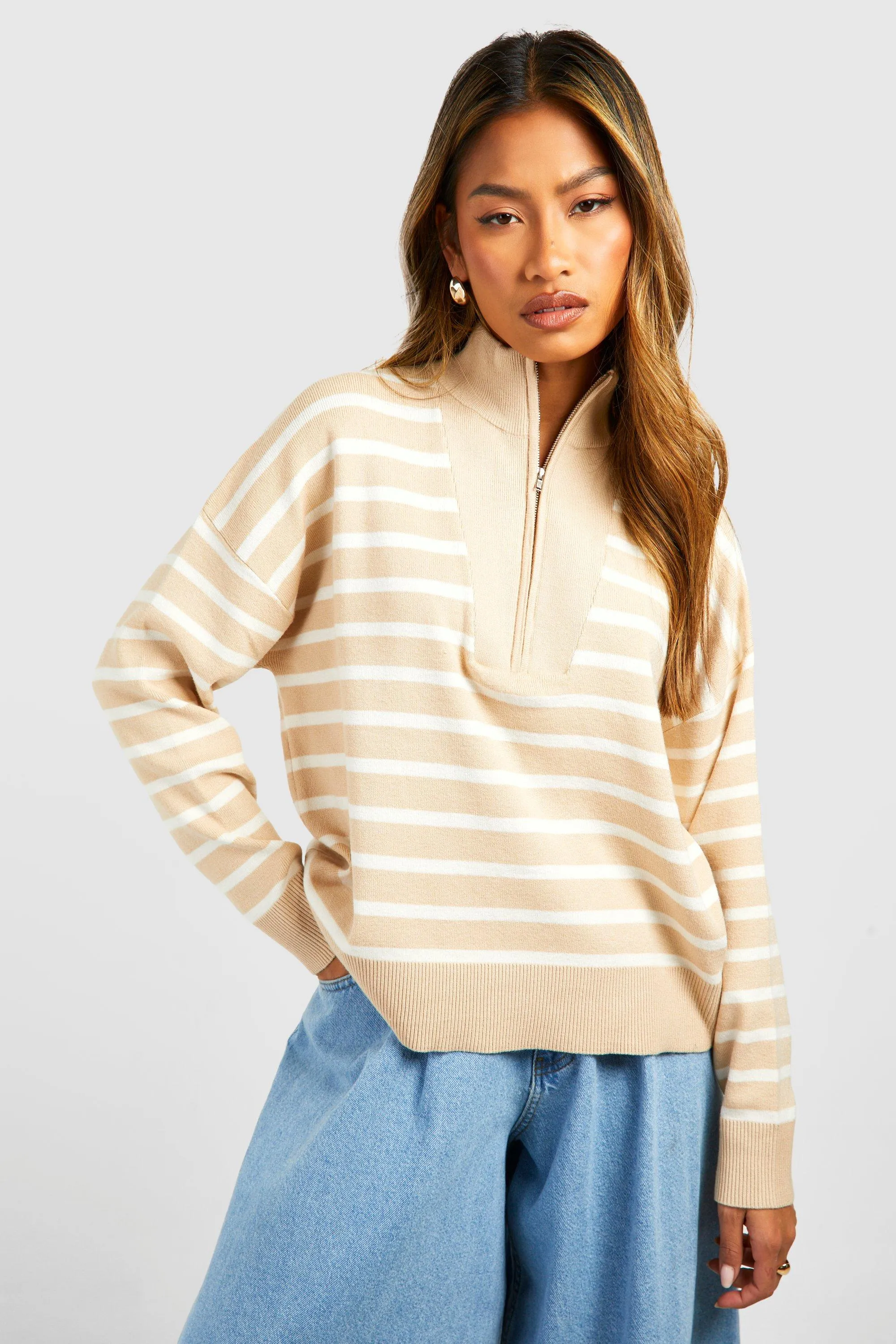 Half Zip Stripe Sweater