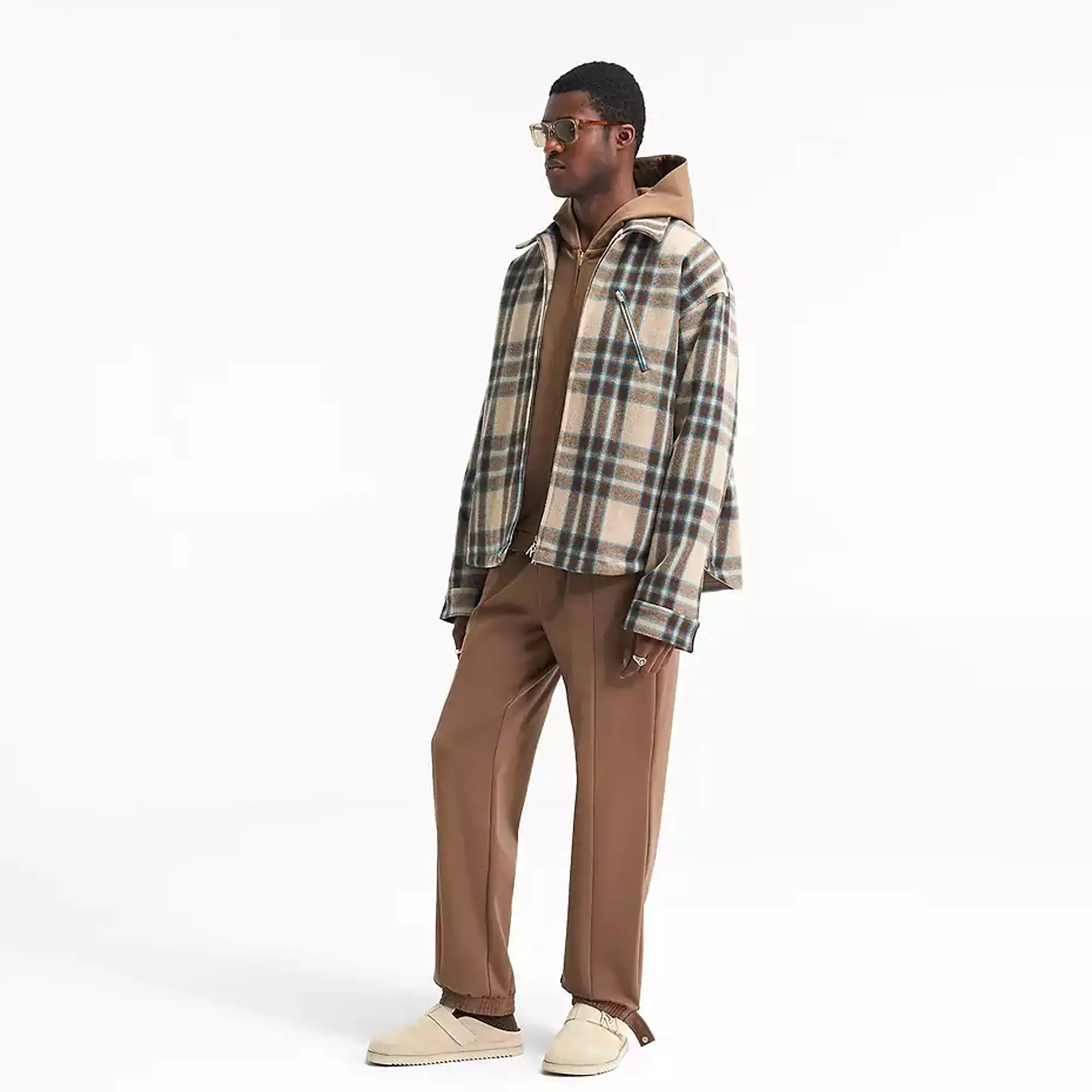 HEAVY ZIP OVERSHIRT 'BROWN CHECK'