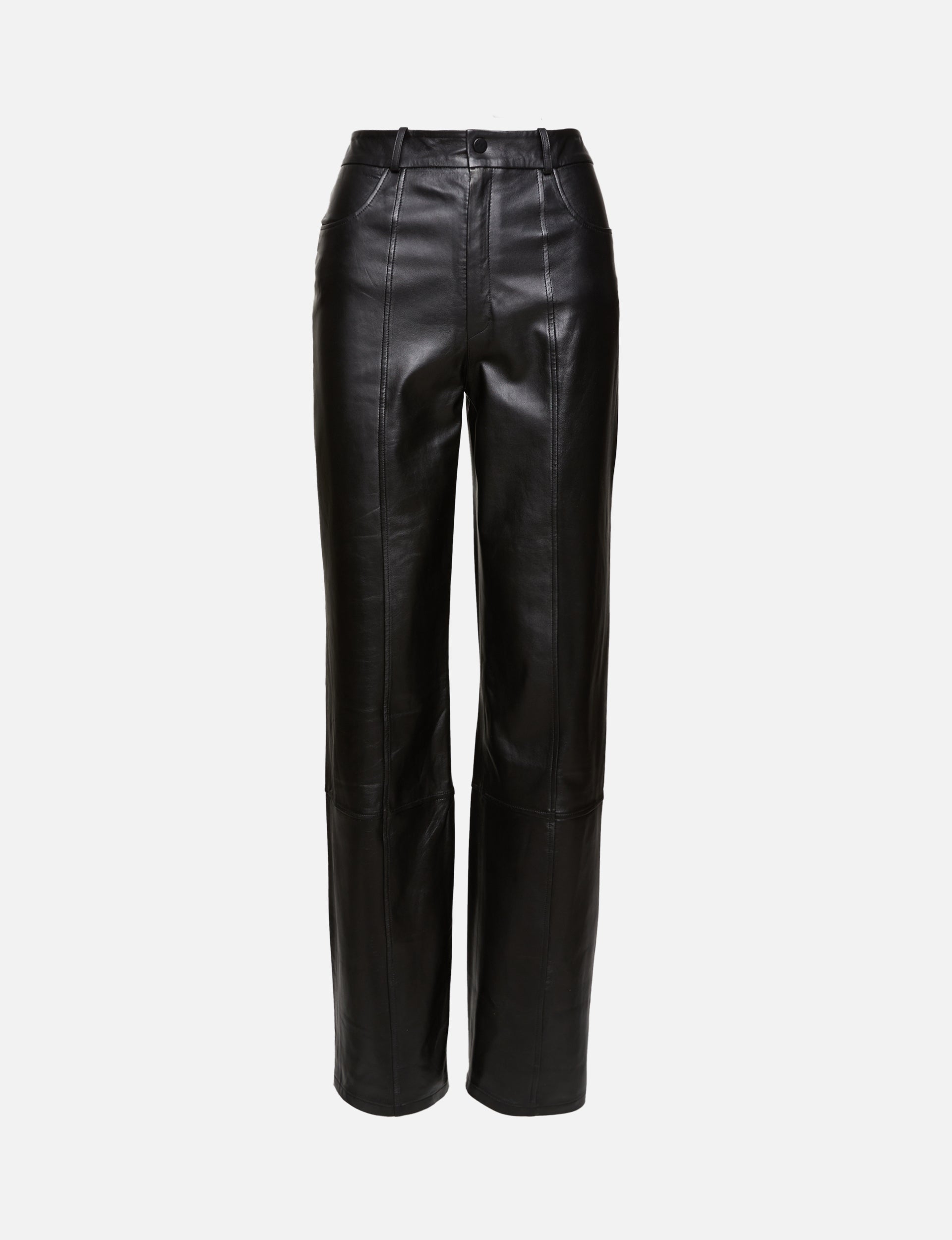 High Waist Loose Leather Pant