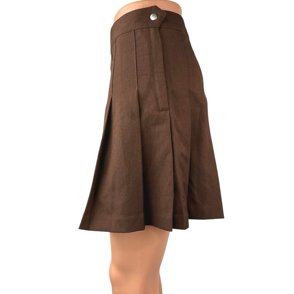 H&M Divided Brown Tailored Pleated A-Line Flared Tennis Golf Mini Skirt Size 6