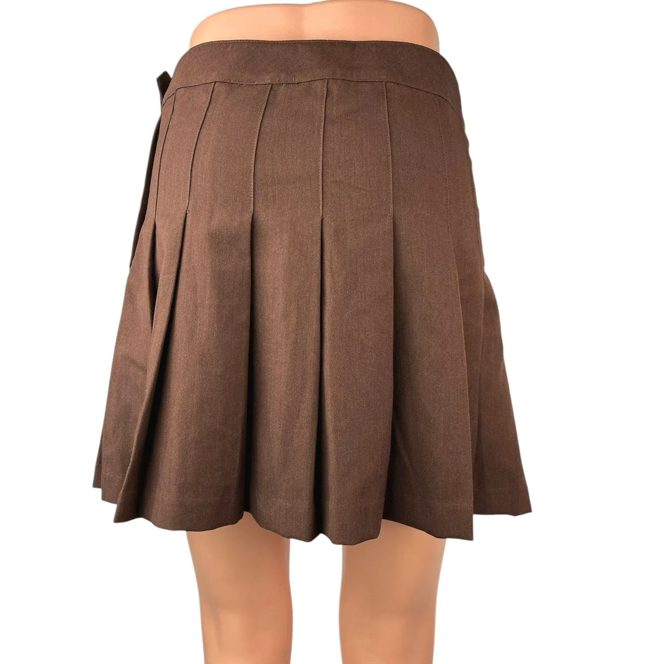 H&M Divided Brown Tailored Pleated A-Line Flared Tennis Golf Mini Skirt Size 6