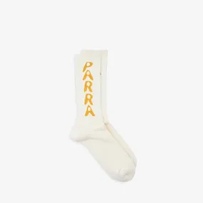 Hole Logo Crew Socks White