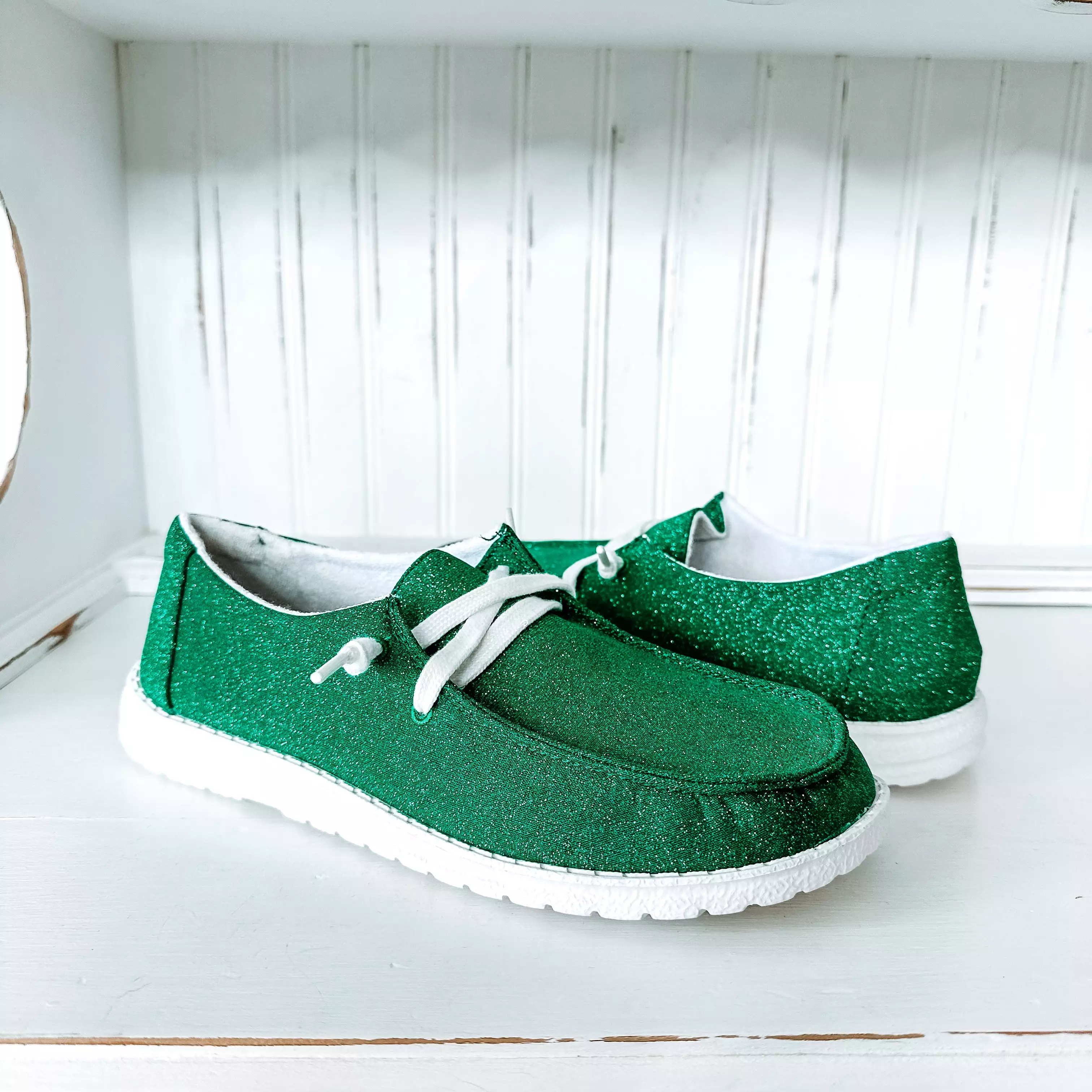 Holly Game Day Glitter Slip-on Shoe - Green