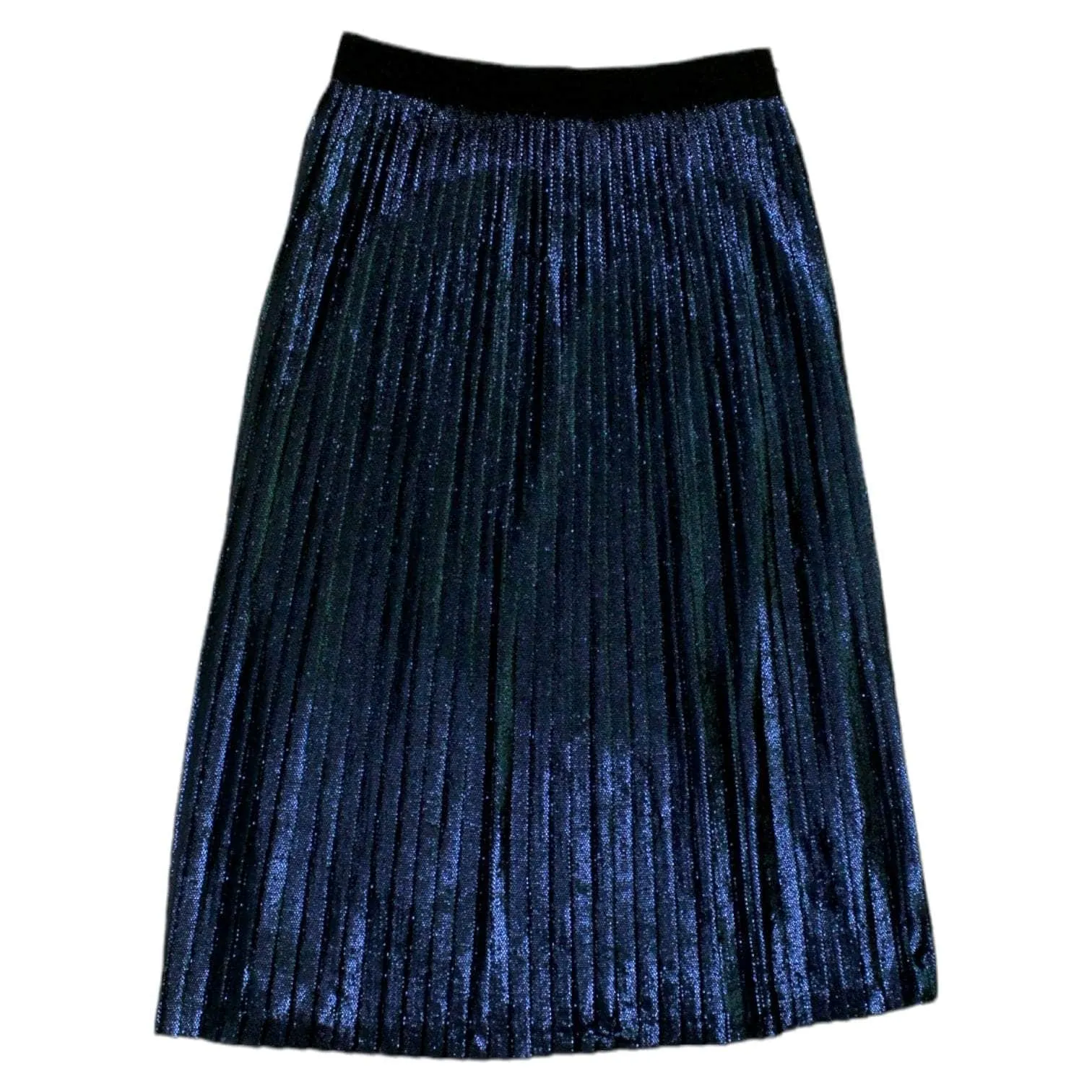 Hugo Boss Blue Black Metallic Pleated Skirt