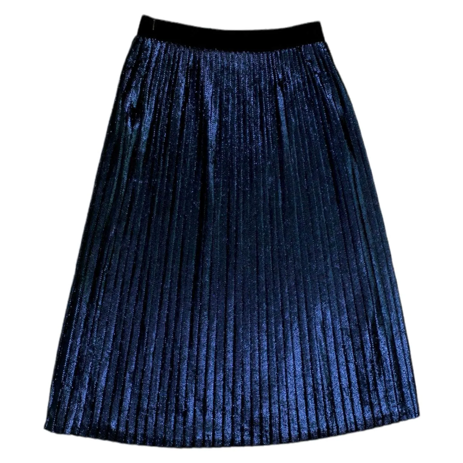 Hugo Boss Blue Black Metallic Pleated Skirt