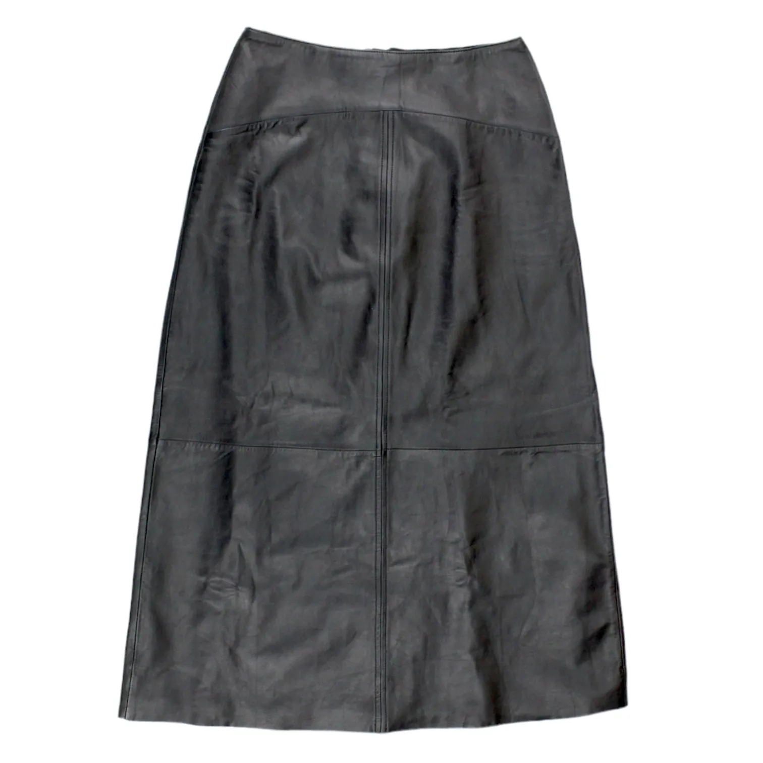 Hush Black Leather Midi Skirt