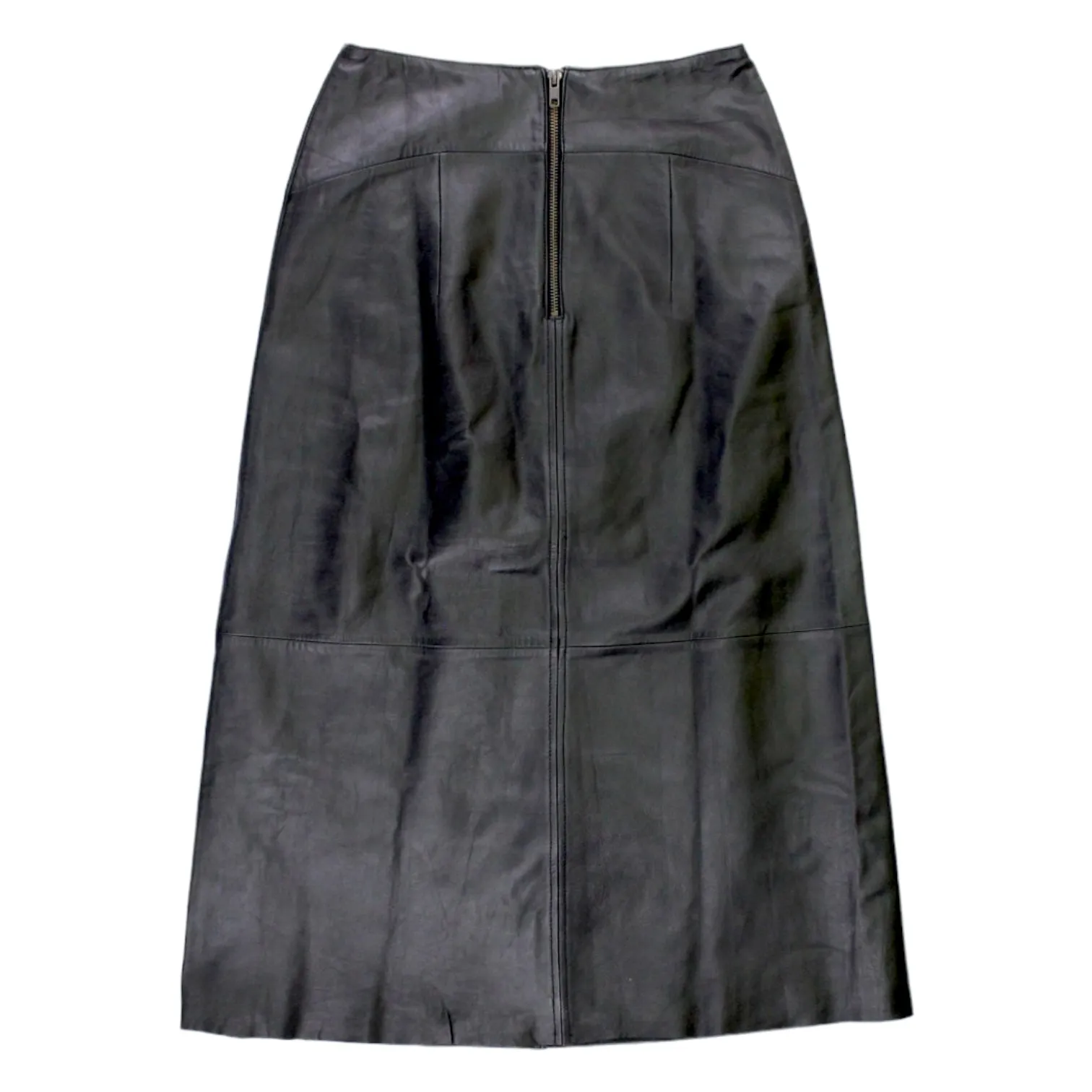 Hush Black Leather Midi Skirt