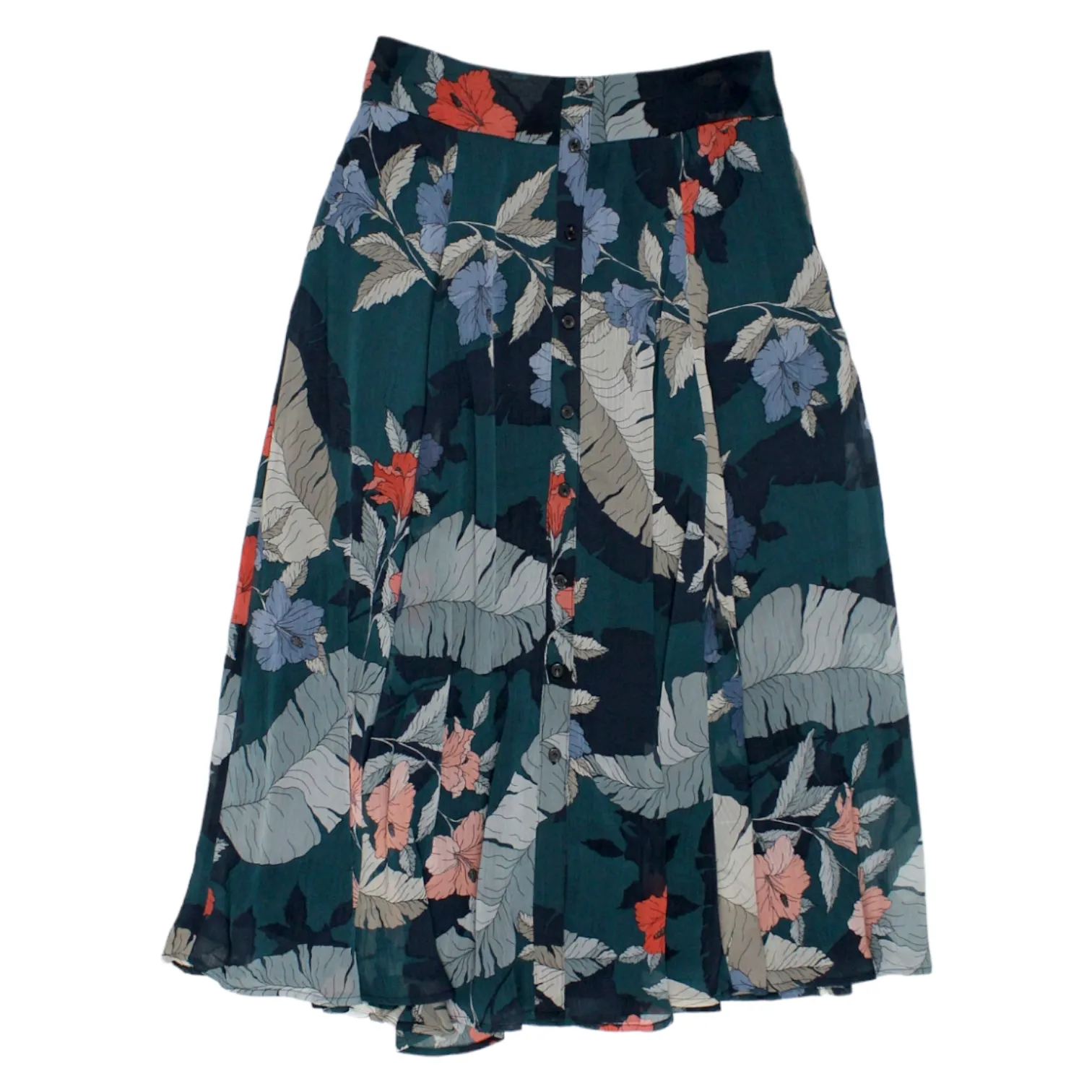 Hush Green Hibiscus Button Skirt