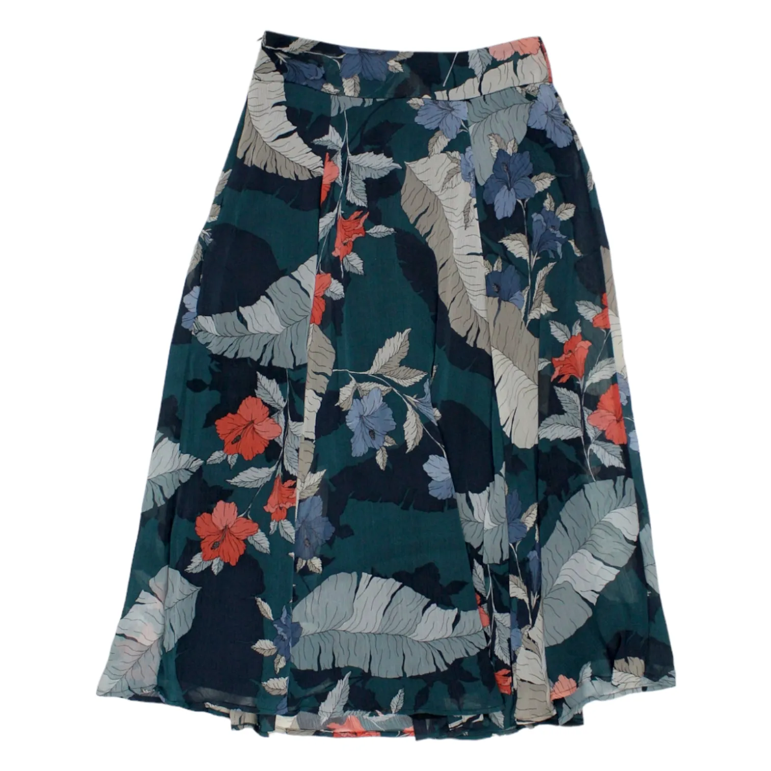 Hush Green Hibiscus Button Skirt