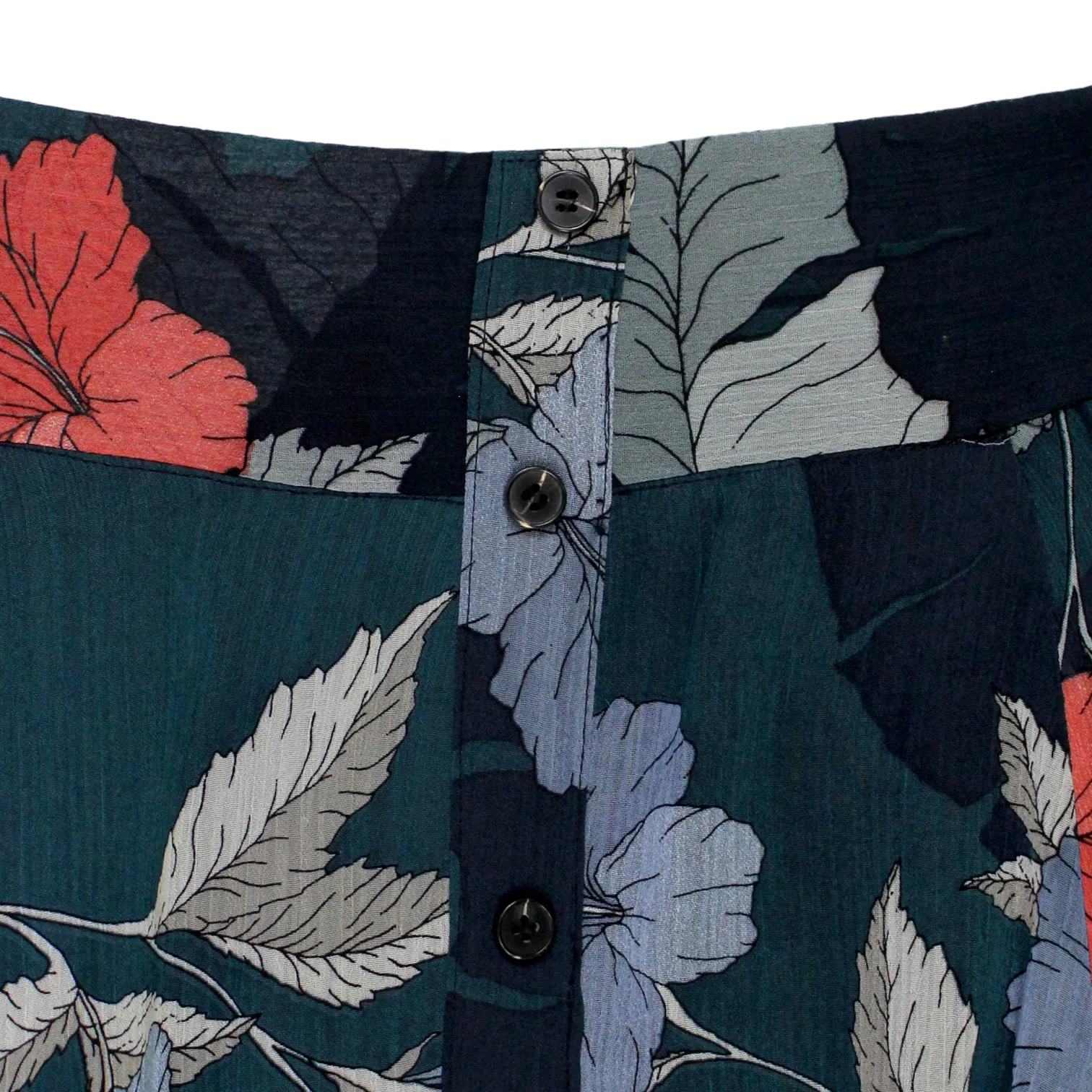 Hush Green Hibiscus Button Skirt