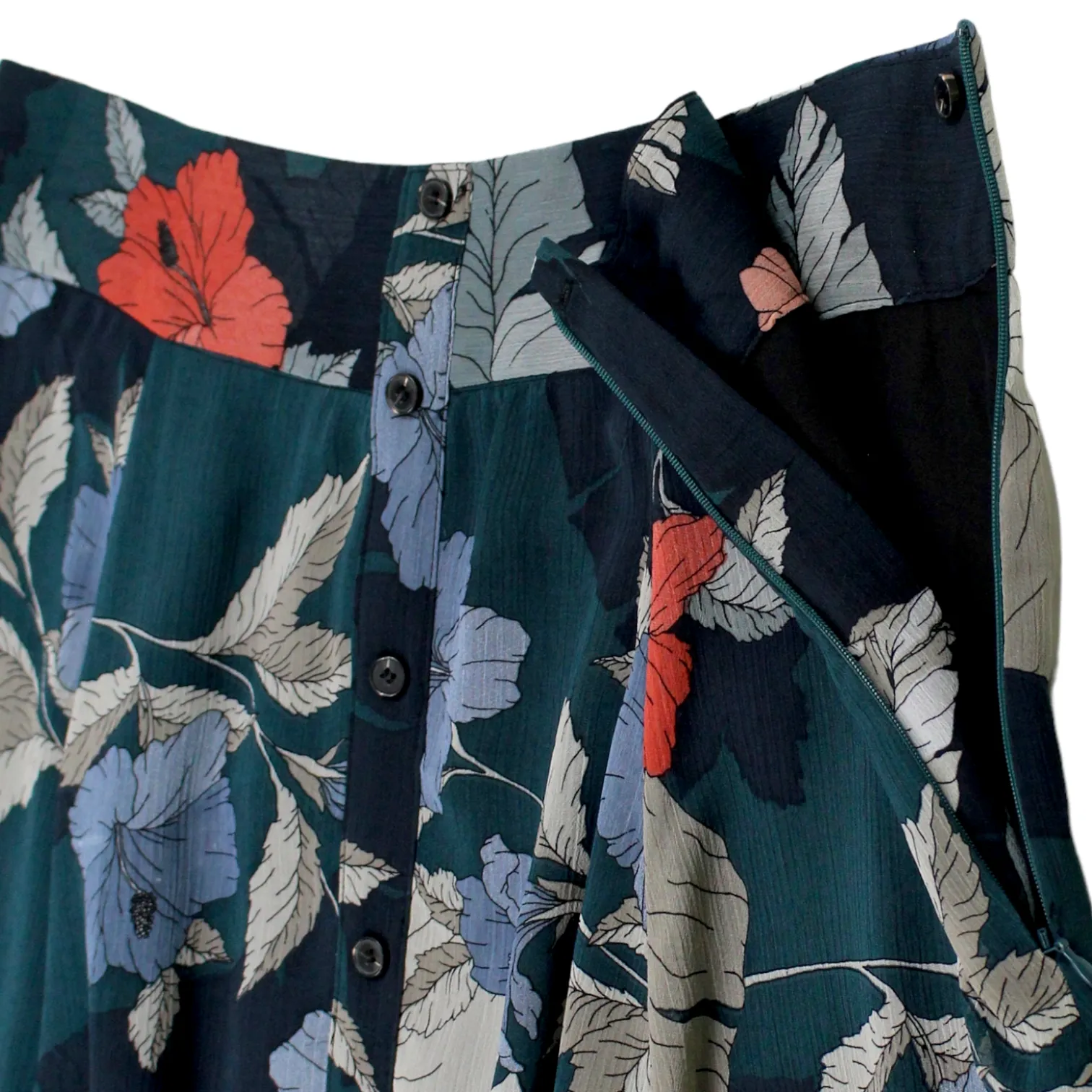 Hush Green Hibiscus Button Skirt