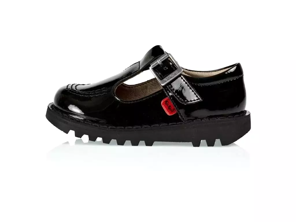 Infants Youths Kickers KICK T CORE 112531 Patent Leather T Bar Shoes Black