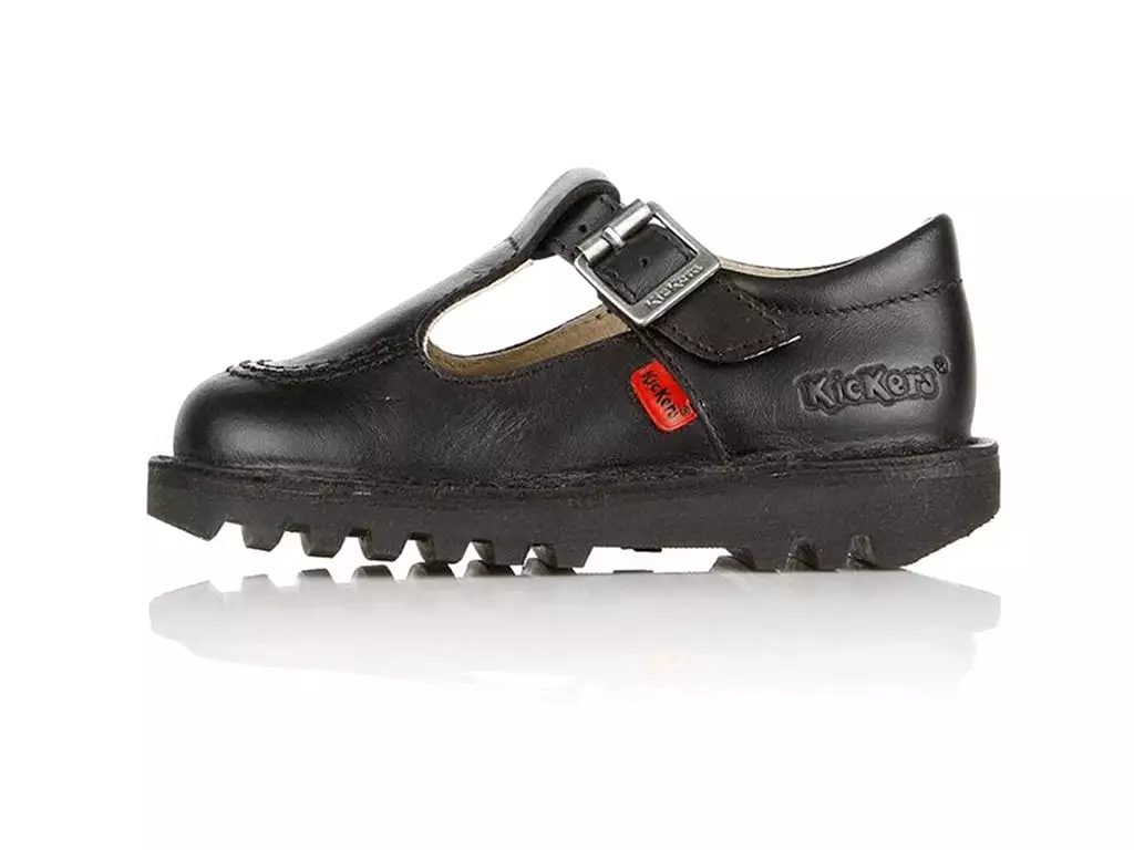 Infants Youths Kickers KICK T CORE Leather T Bar Shoes Black