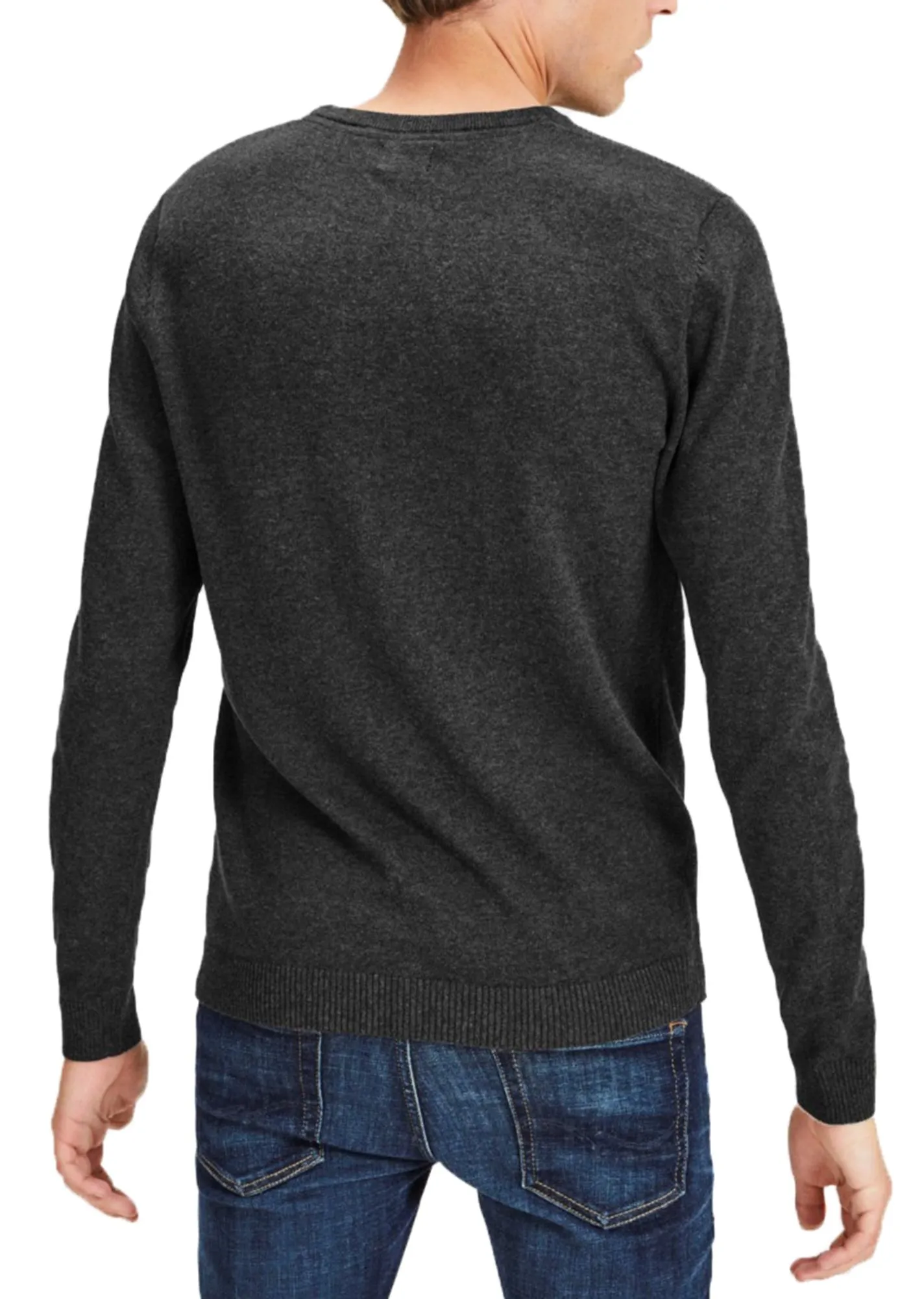 Jack & Jones Crew Neck Basic Knit Jumper Dark Grey