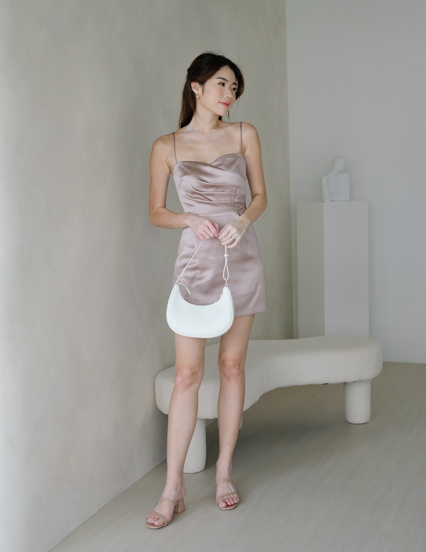 Jayla Satin Romper in Mauve