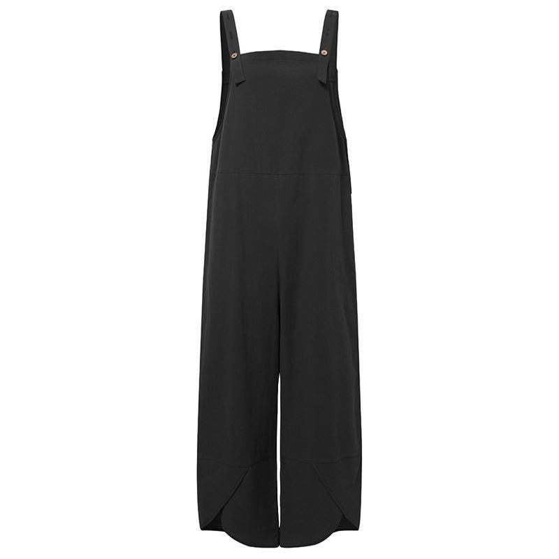 Jumpsuit Solid Color Casual Ninth Overalls