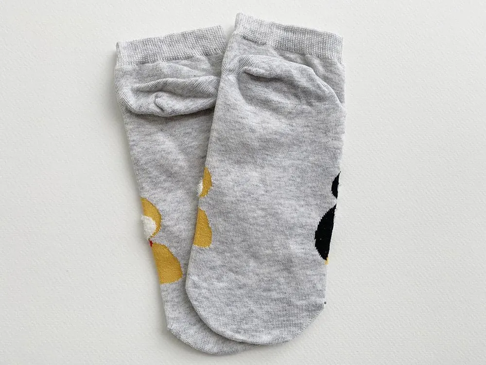 Kawaii Cute Ankle Socks - Puppies Light Grey