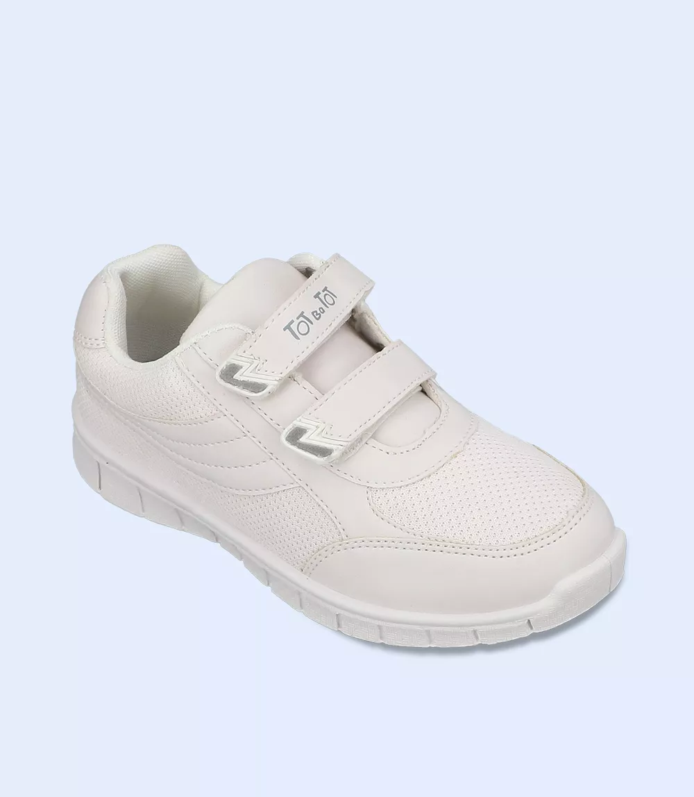 KB0152-WHITE-School Shoes For Boys