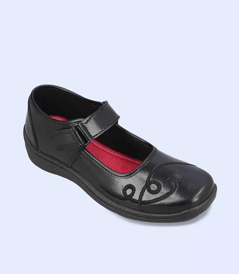 KG0093-BLACK-School Shoes For Girls