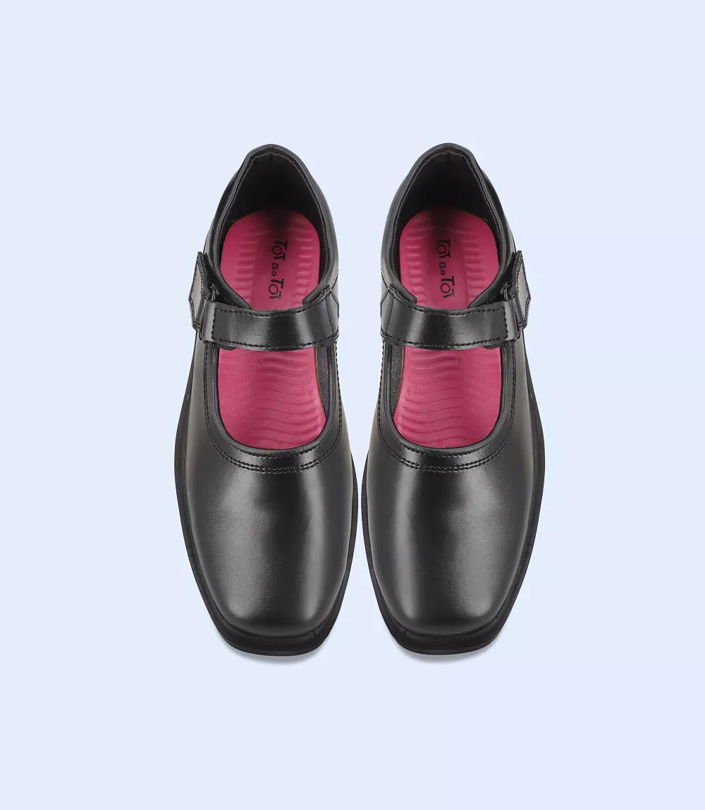 KG0095-BLACK-School Shoes For Girls