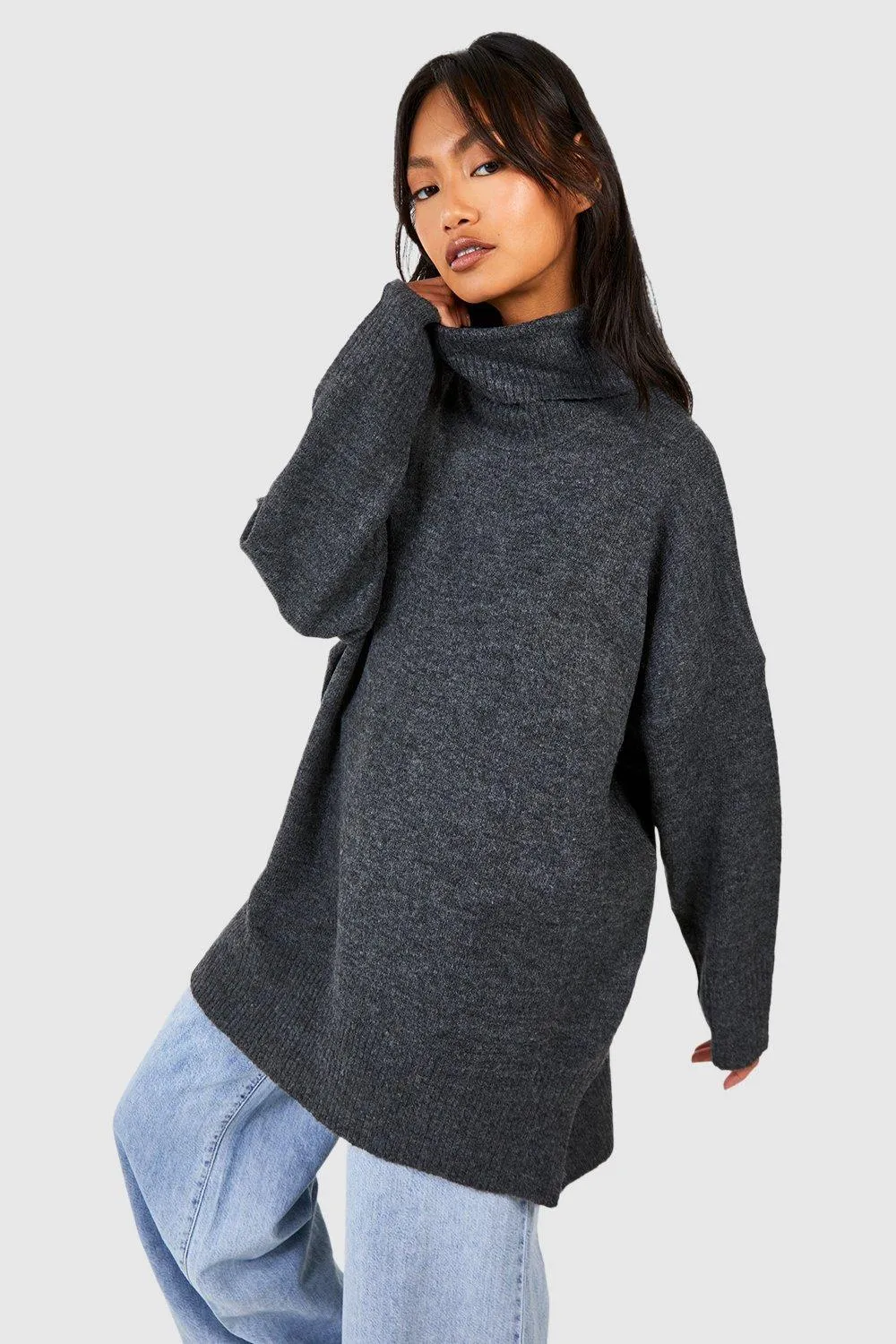 Knitted Turtleneck Longline Sweater