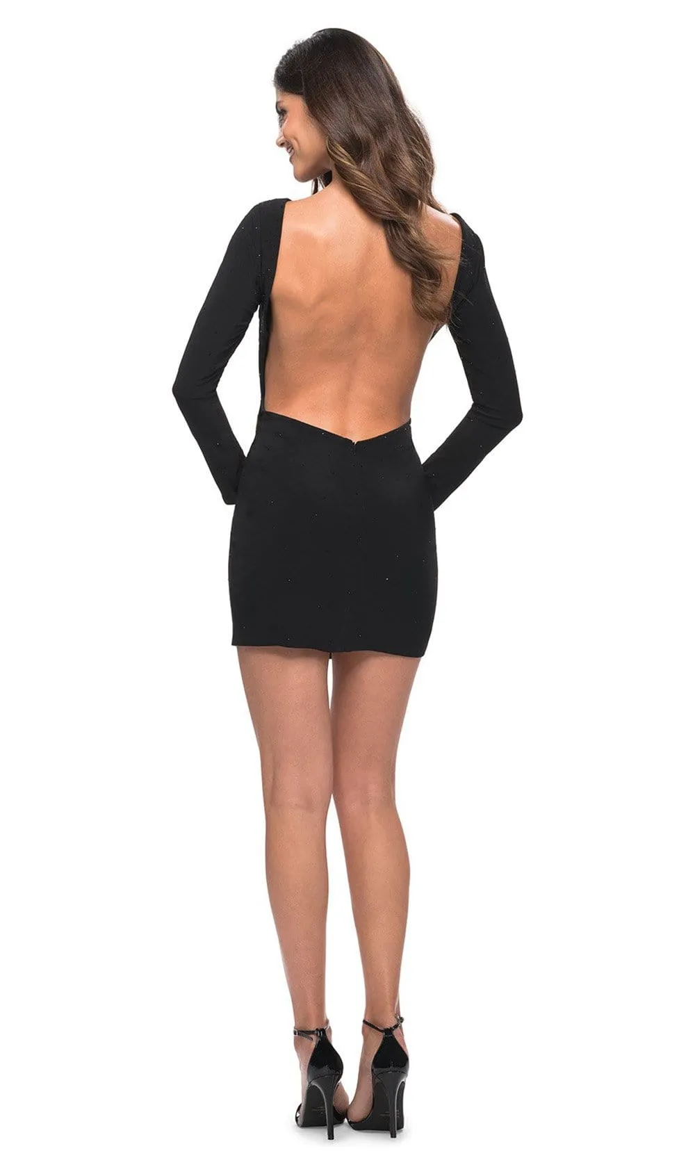 La Femme 30065 - Backless Long Sleeve Dress