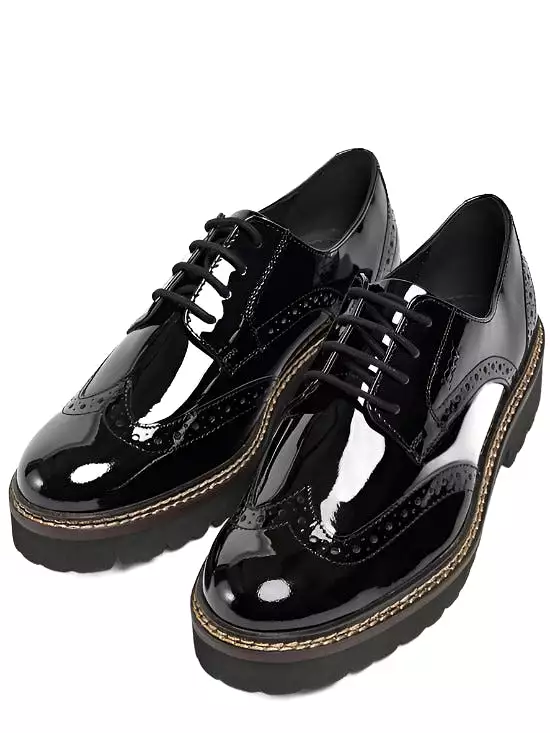 Ladies Lace Up Brogues Pod Leather Ladies Shoes Black Patent Kortney