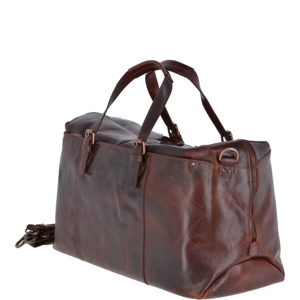 Large  Leather Weekend Vintage Travel Bag Vintage Tan : Oliver