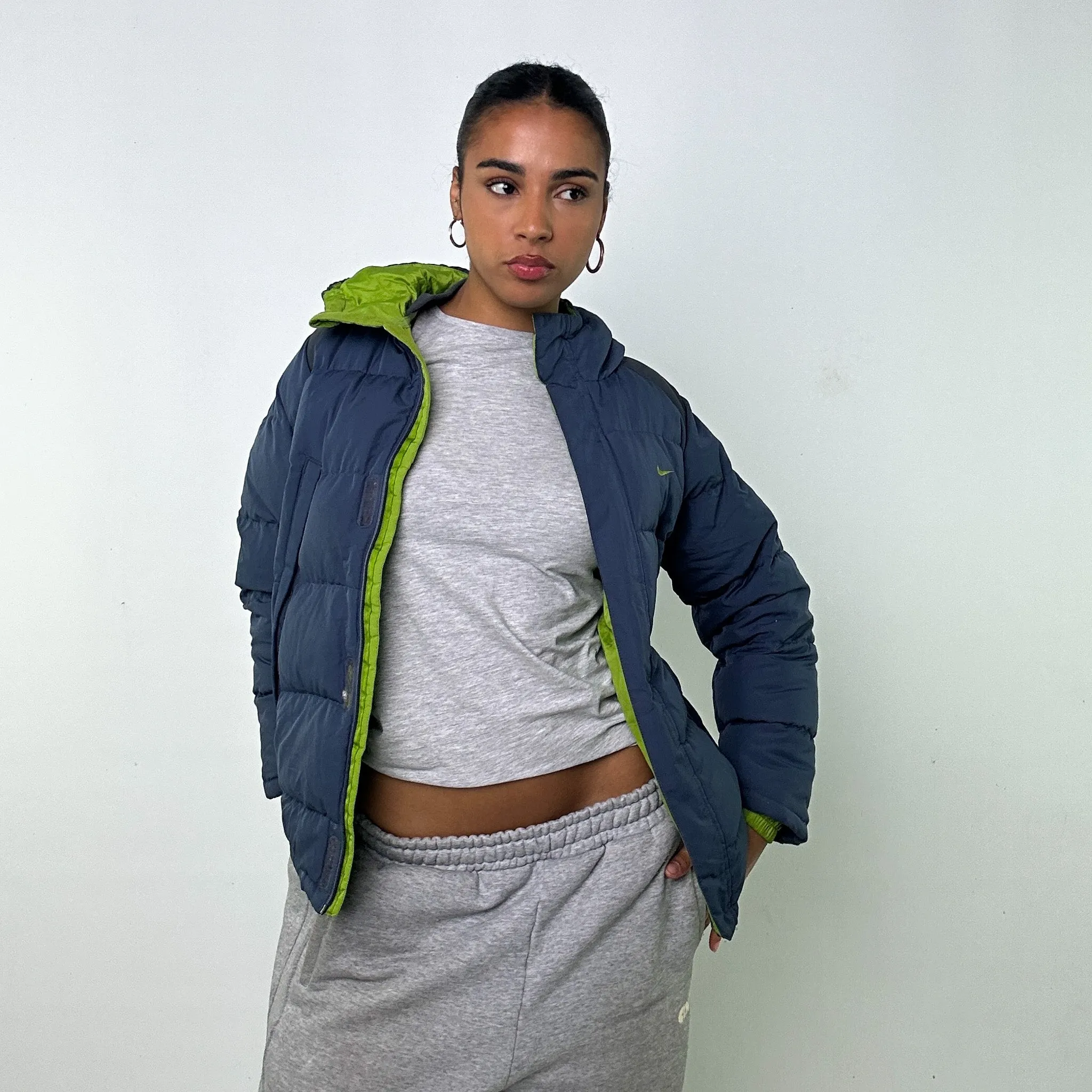 Light Blue y2ks NIKE Puffer Jacket Coat (S)