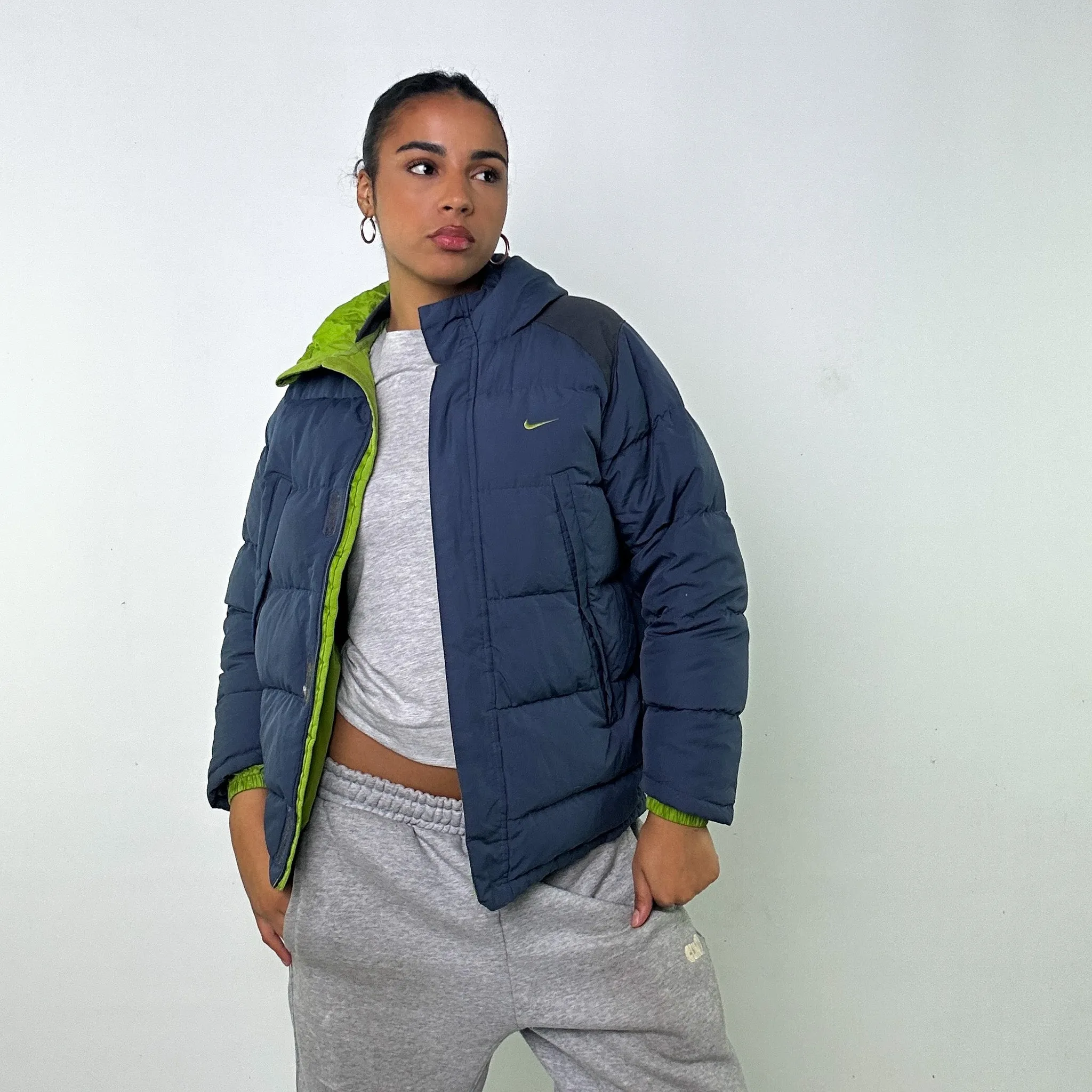 Light Blue y2ks NIKE Puffer Jacket Coat (S)