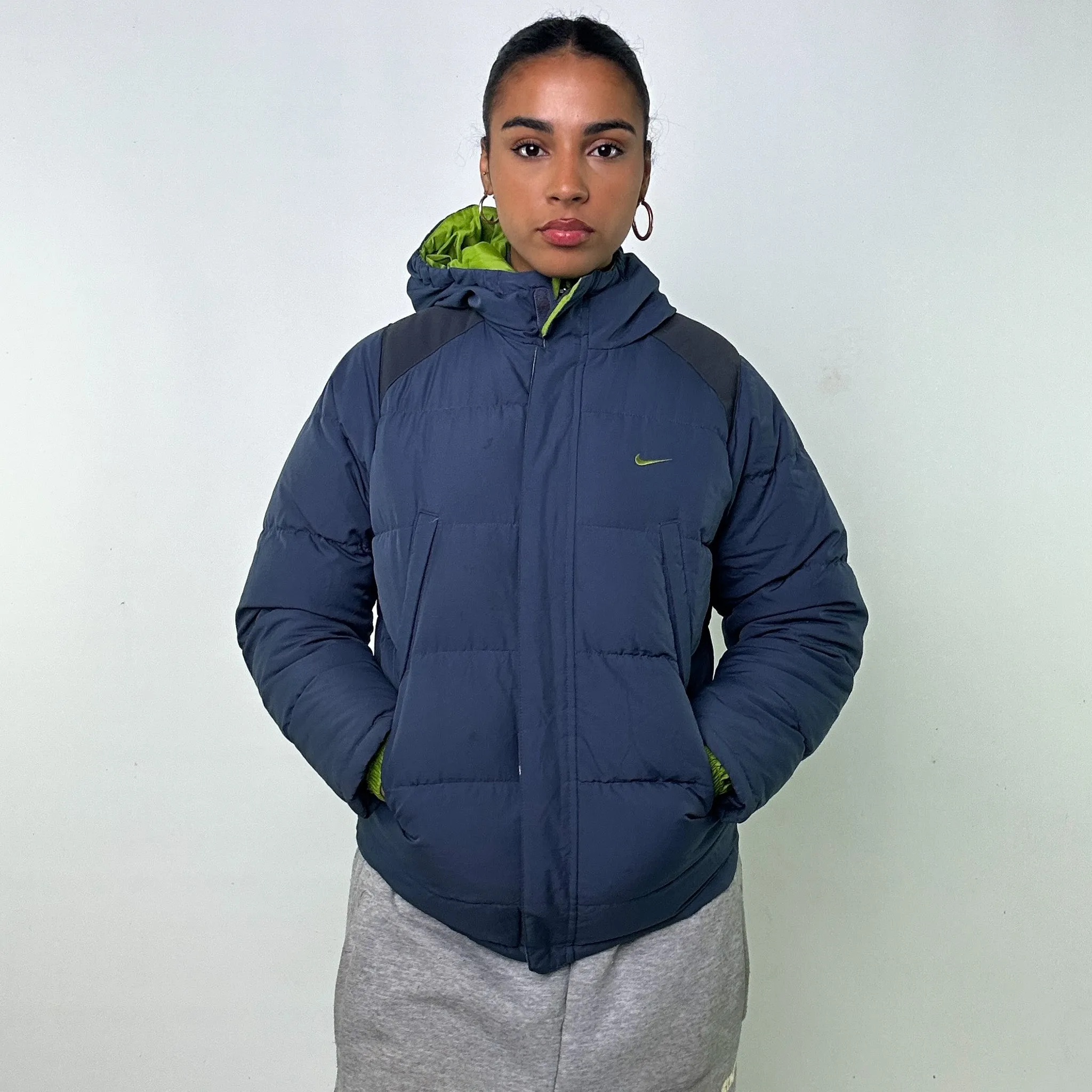 Light Blue y2ks NIKE Puffer Jacket Coat (S)