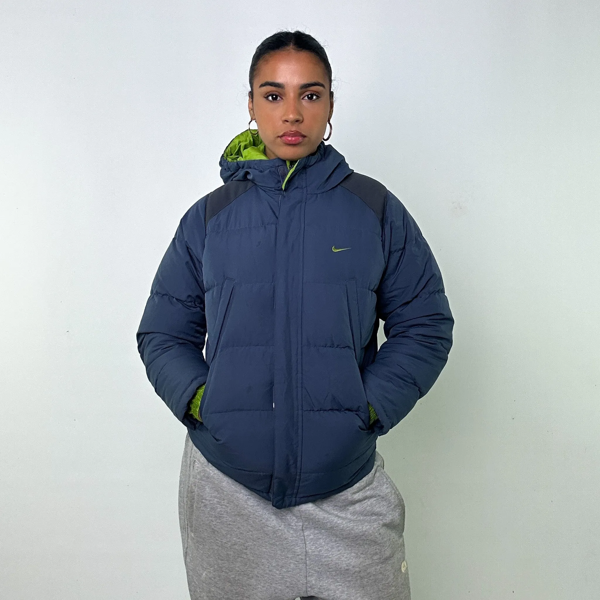 Light Blue y2ks NIKE Puffer Jacket Coat (S)