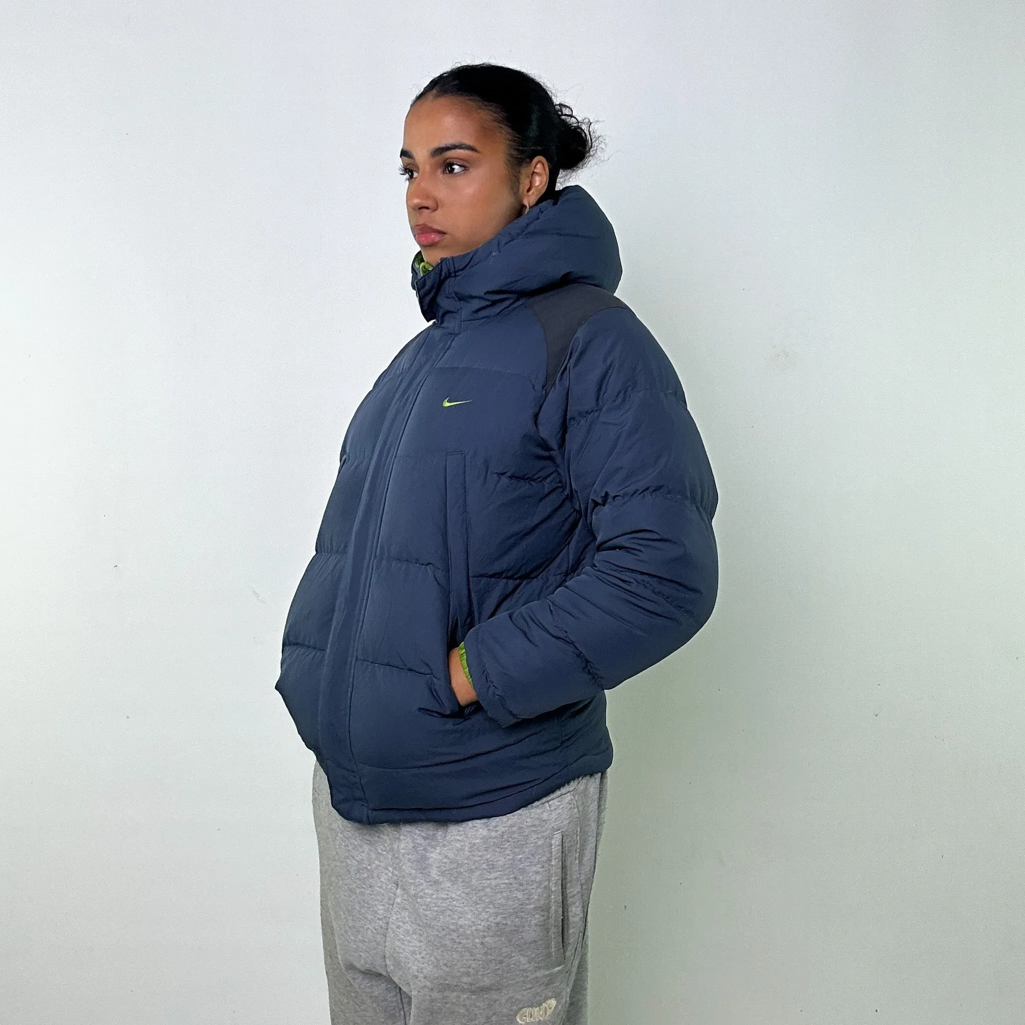 Light Blue y2ks NIKE Puffer Jacket Coat (S)