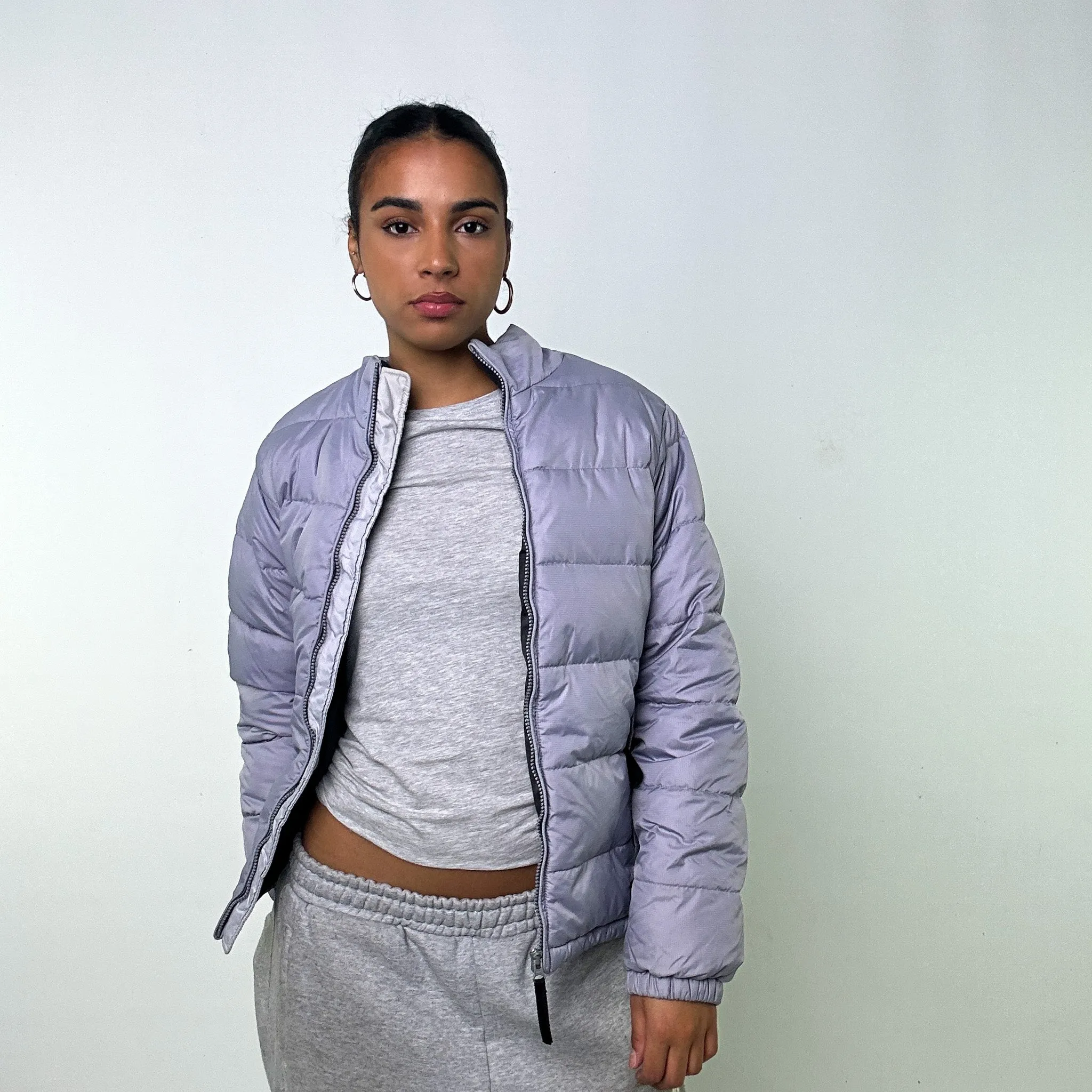 LIGHT GREY / LILAC 90S HELLY HANSEN PUFFER JACKET COAT (