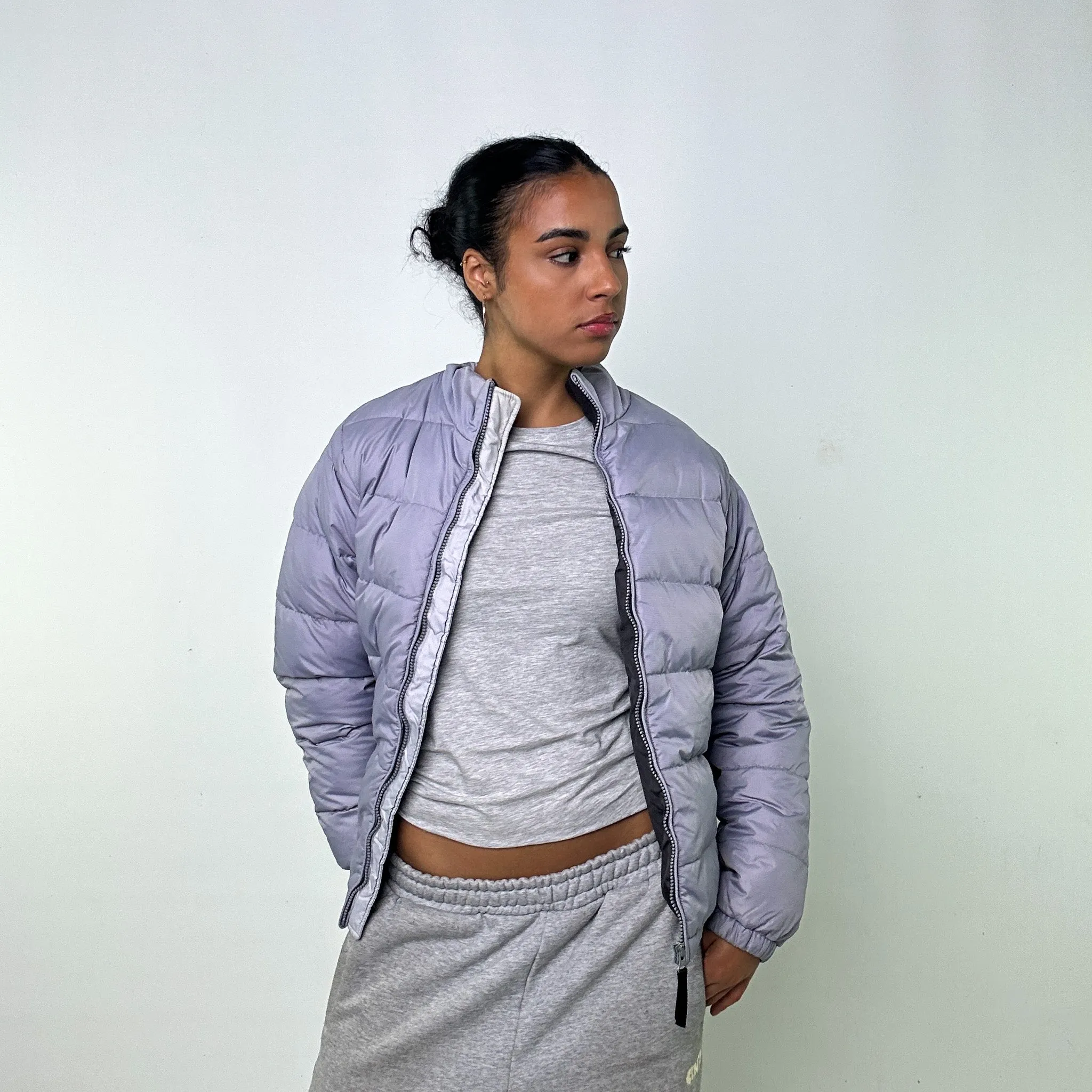 LIGHT GREY / LILAC 90S HELLY HANSEN PUFFER JACKET COAT (