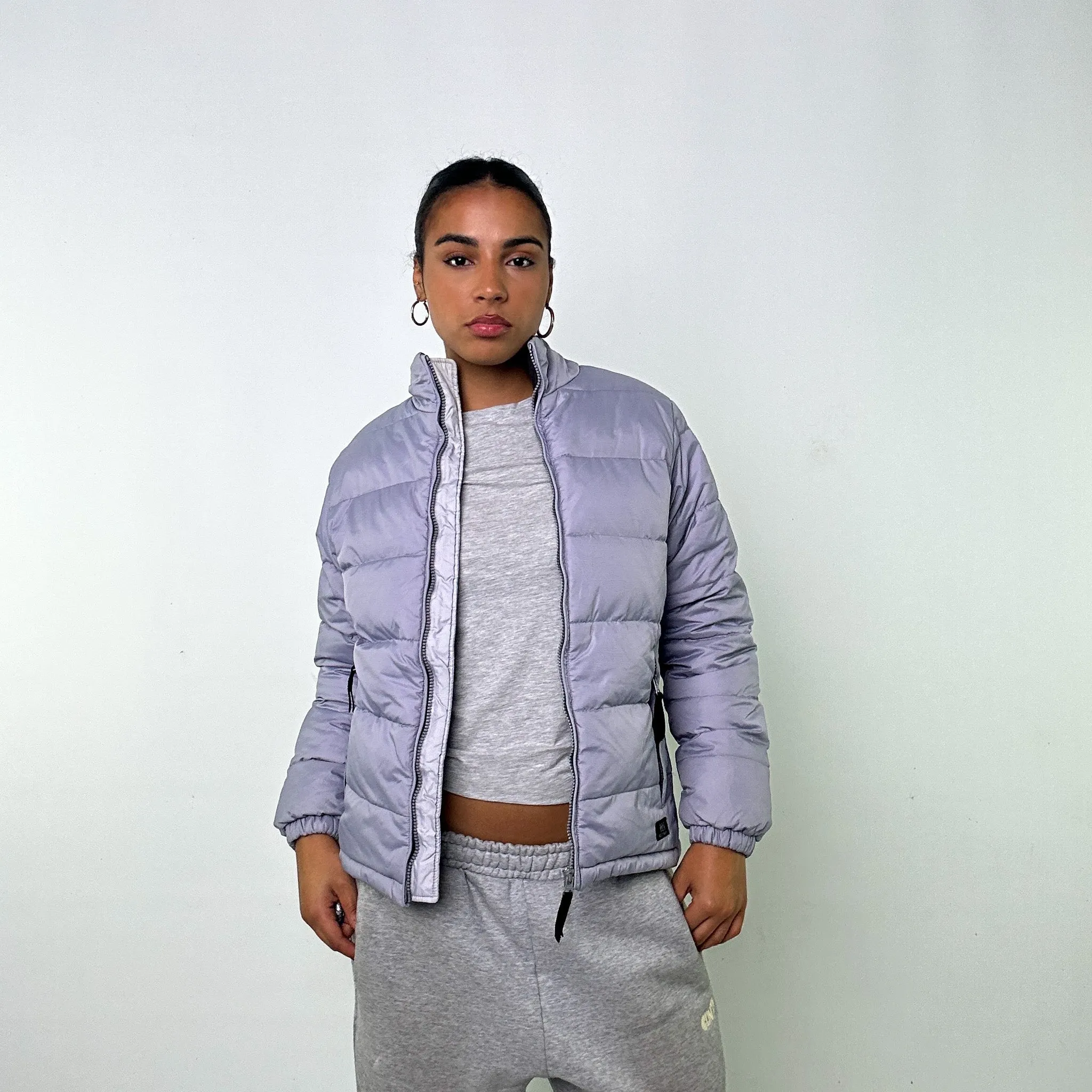 LIGHT GREY / LILAC 90S HELLY HANSEN PUFFER JACKET COAT (