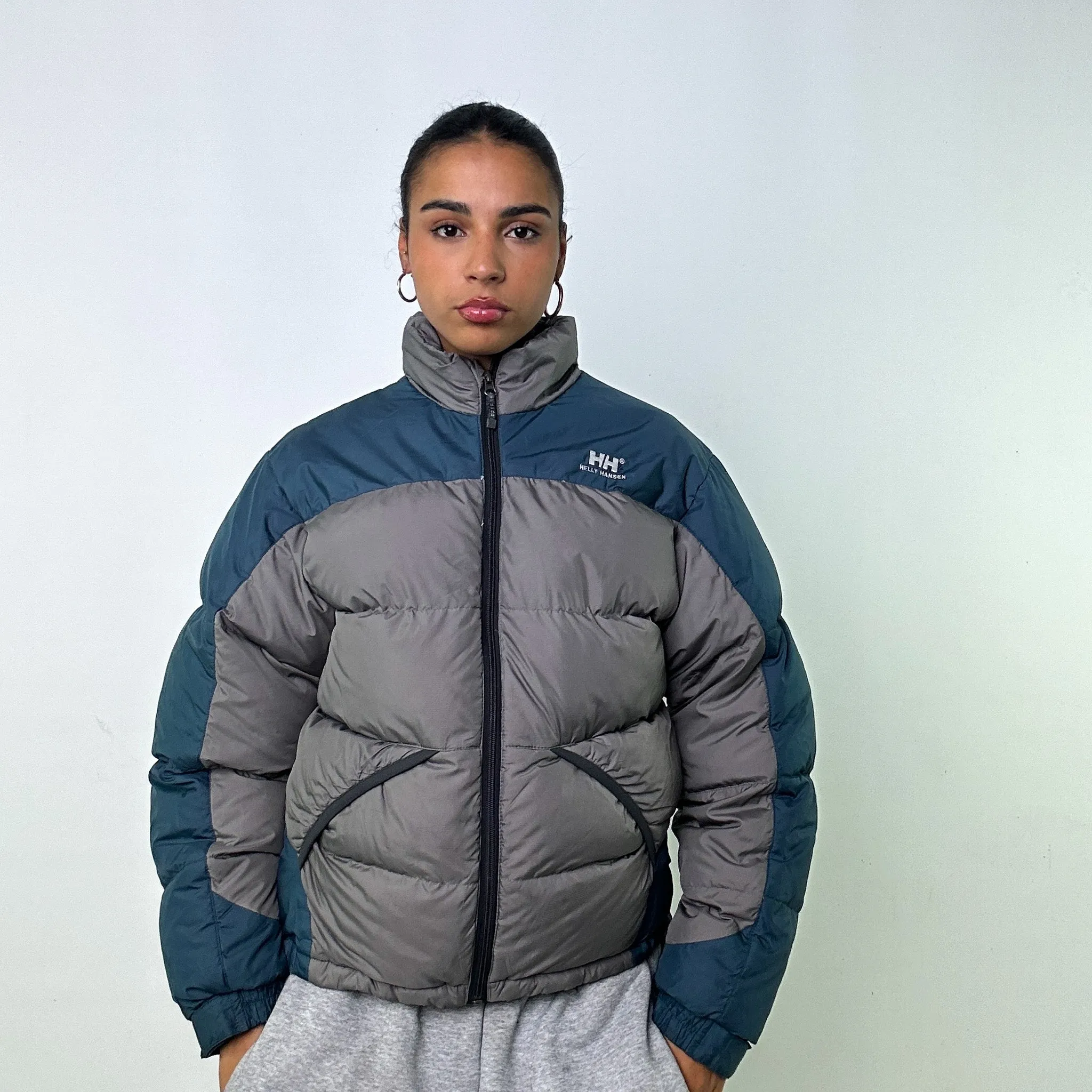 Light Grey 90s Helly Hansen Puffer Jacket Coat (S)