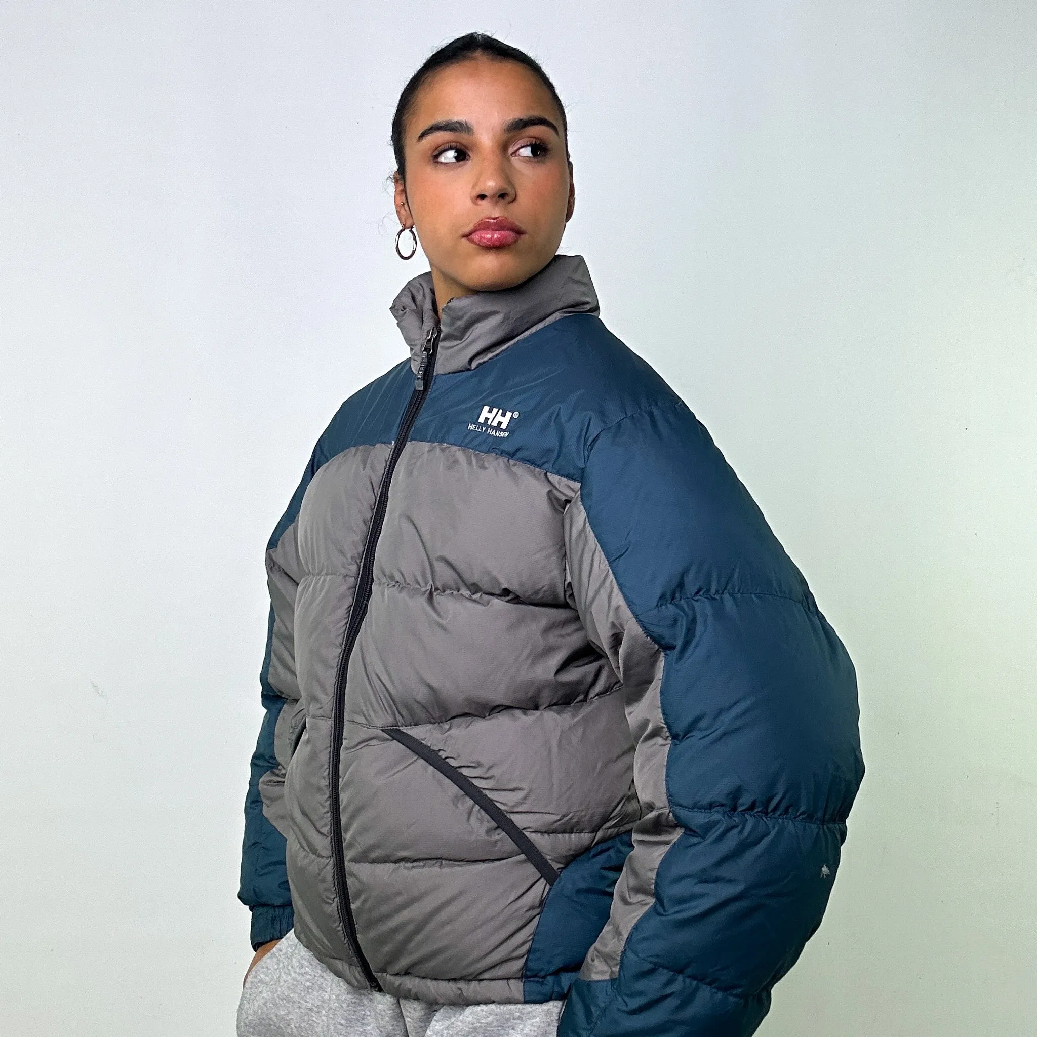 Light Grey 90s Helly Hansen Puffer Jacket Coat (S)