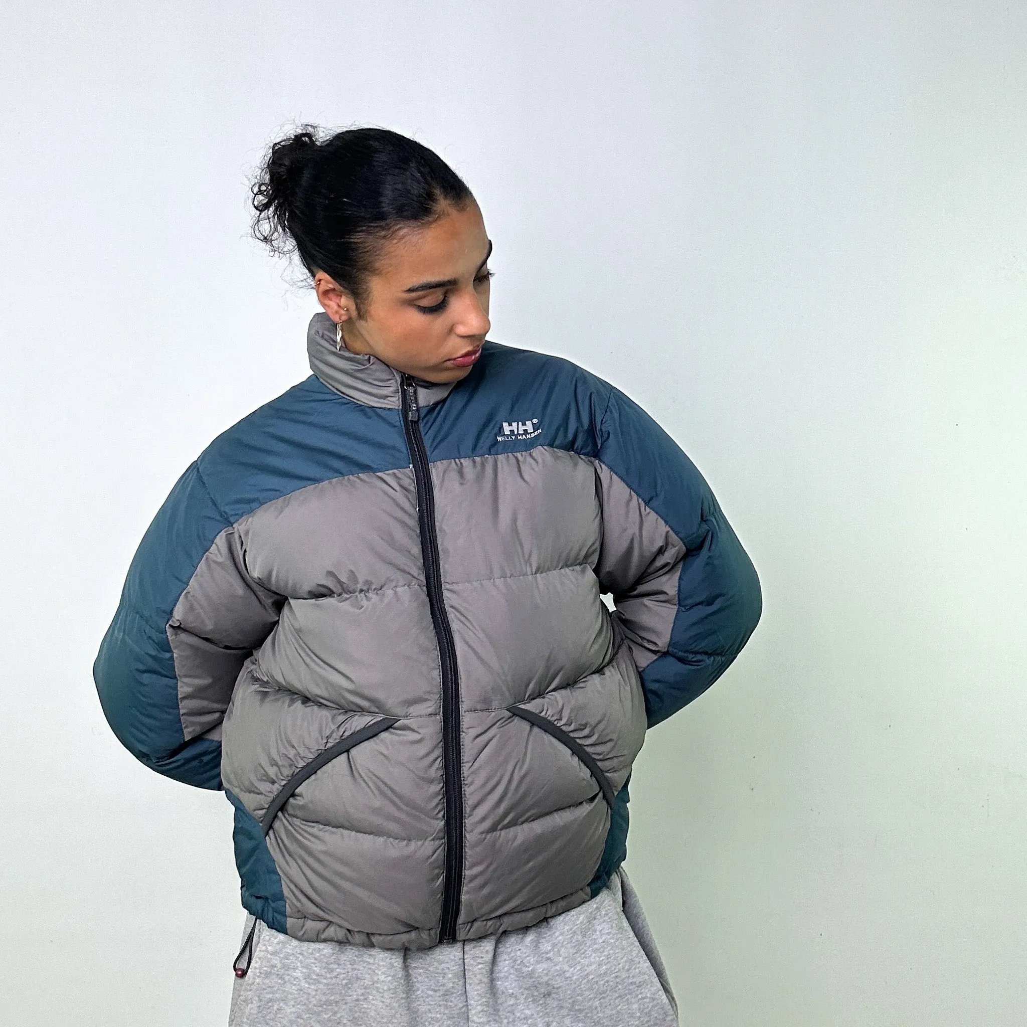 Light Grey 90s Helly Hansen Puffer Jacket Coat (S)