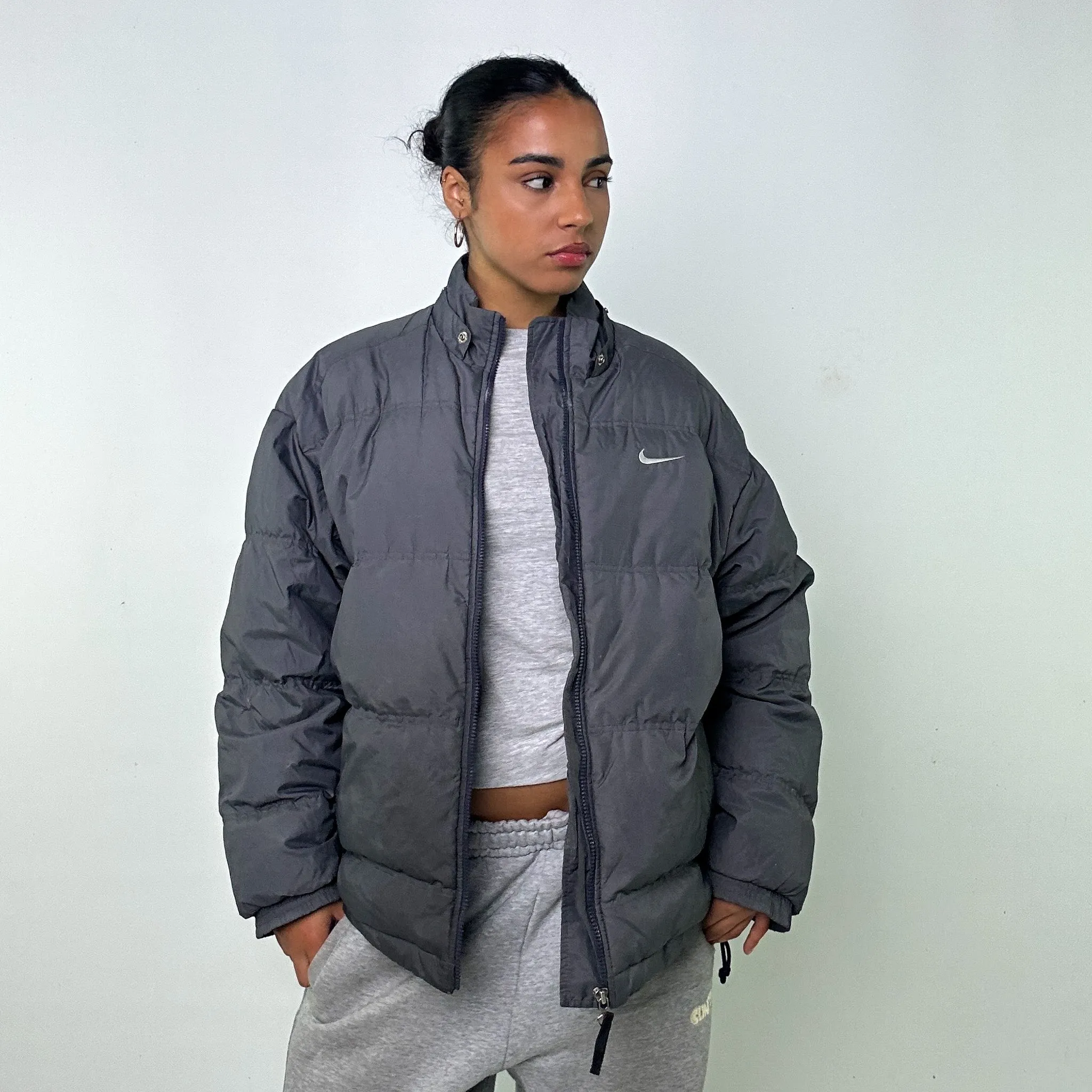 Light Grey 90s NIKE Puffer Jacket Coat (L)