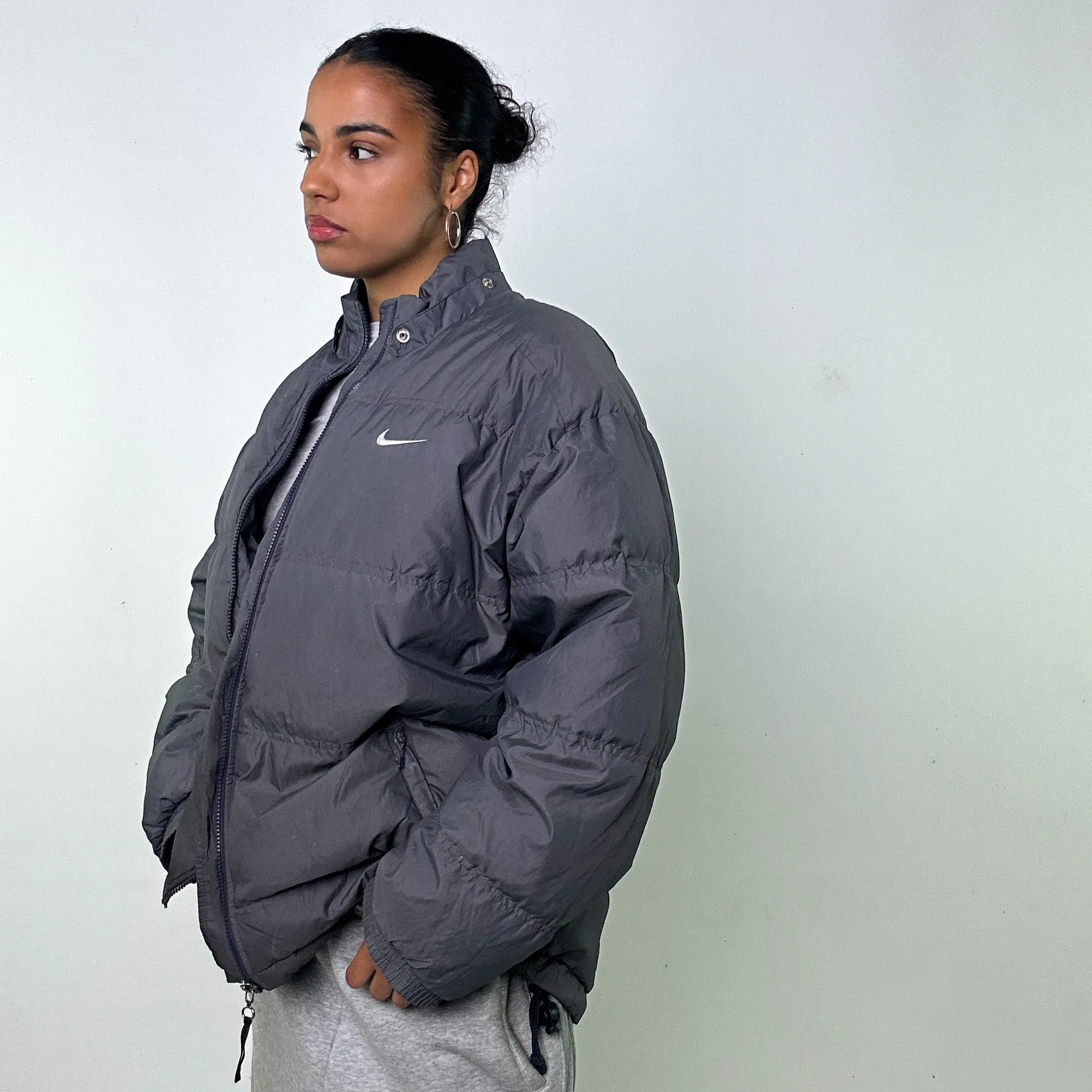 Light Grey 90s NIKE Puffer Jacket Coat (L)