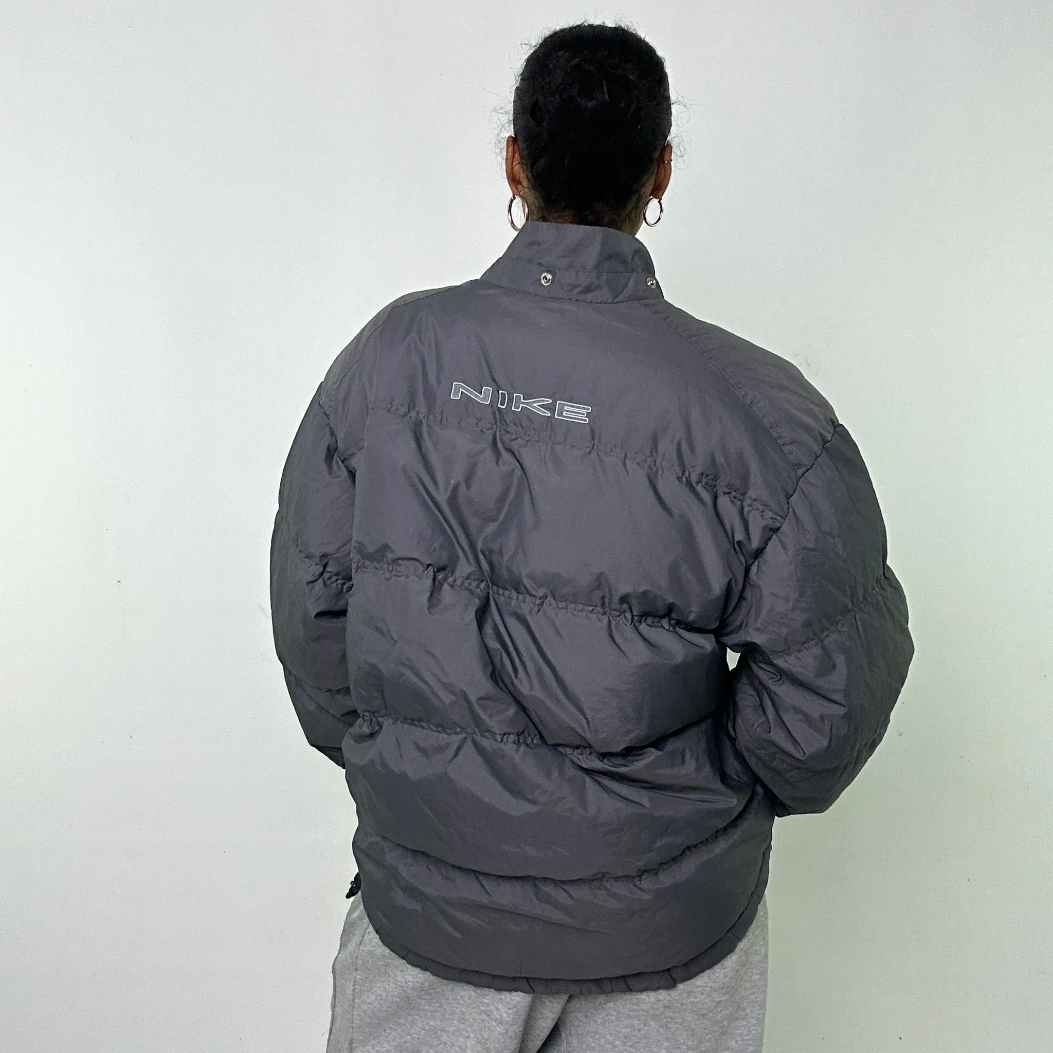 Light Grey 90s NIKE Puffer Jacket Coat (L)